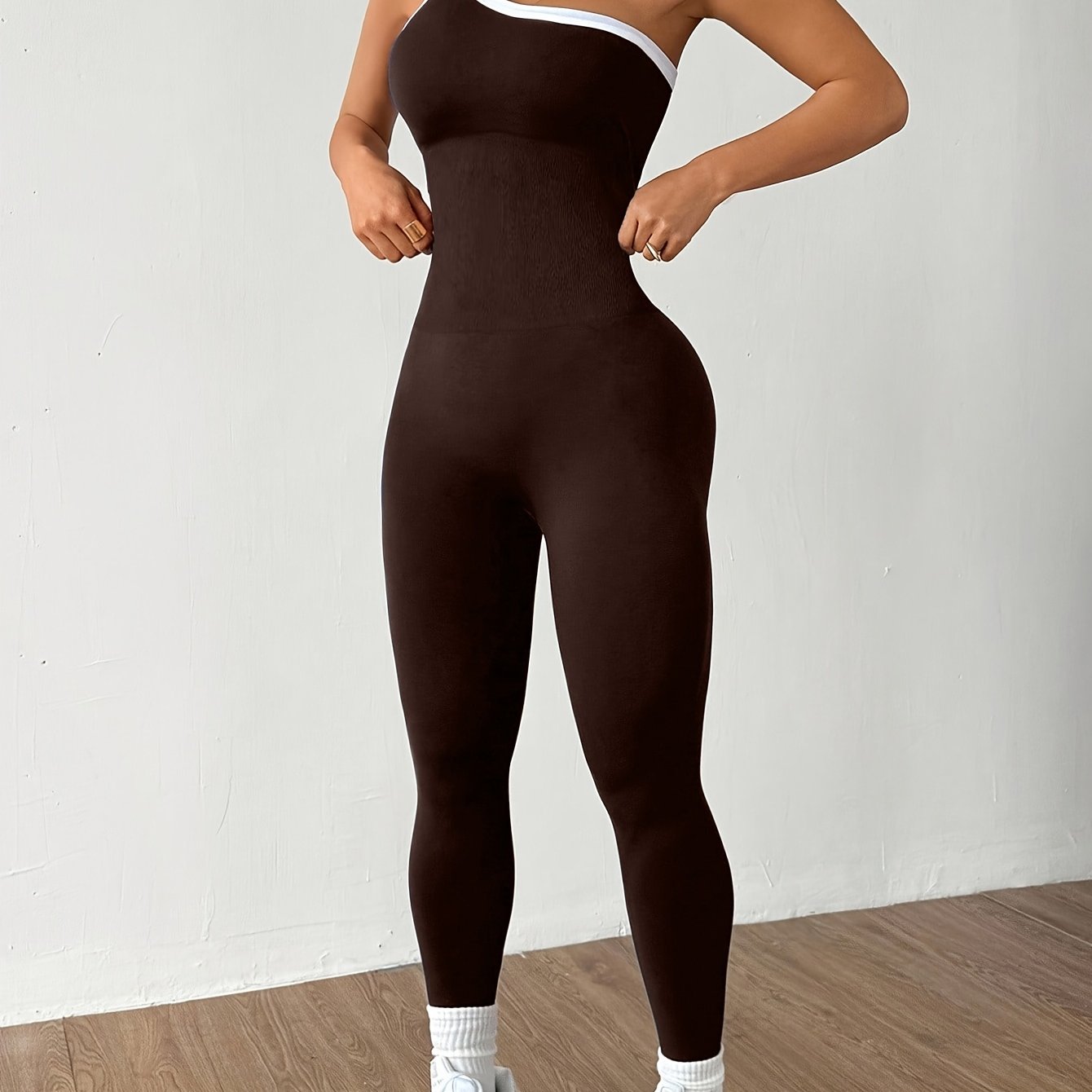TEMU Mono deportivo de 1 pieza de 275 un solo con bloques de color - de entrenamiento largo, ajustado y sin para fitness - Adecuado para correr, ropa