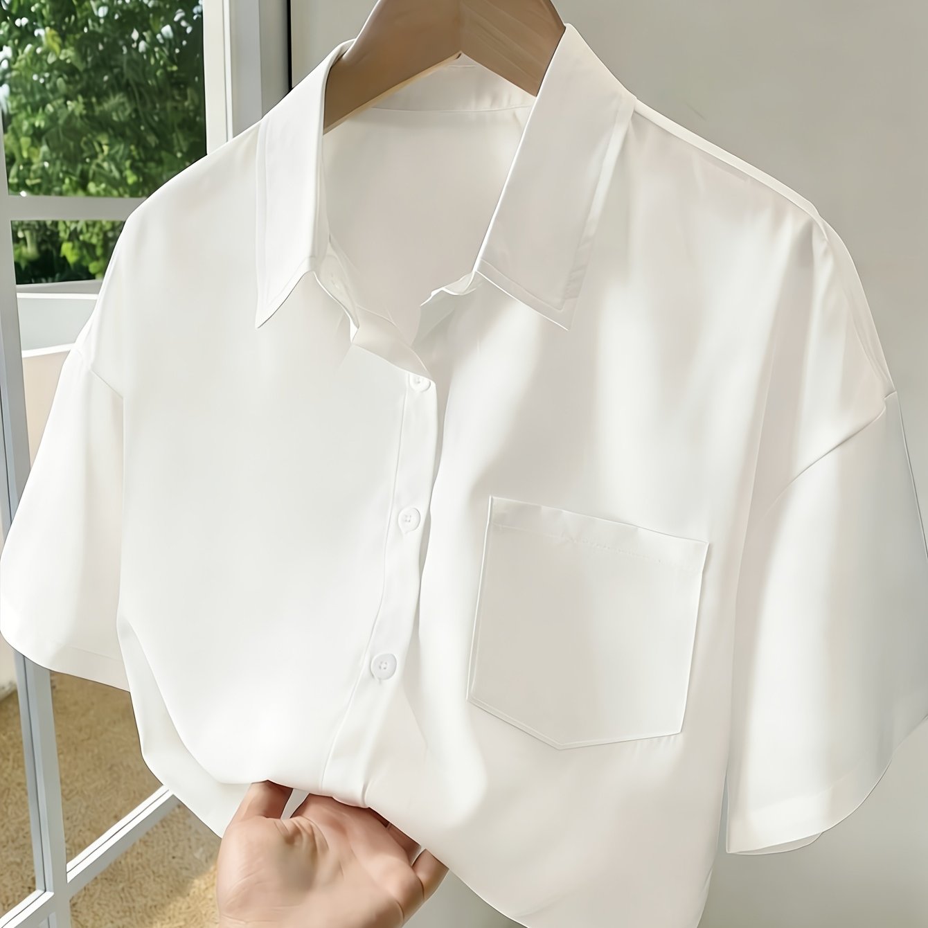 TEMU Women's Summer Clothing, Ladies' Summer Fashion, Elegant Women's Wear, Short-sleeved Cropped Shirts For Women, Suitable For Commuting, Dating,