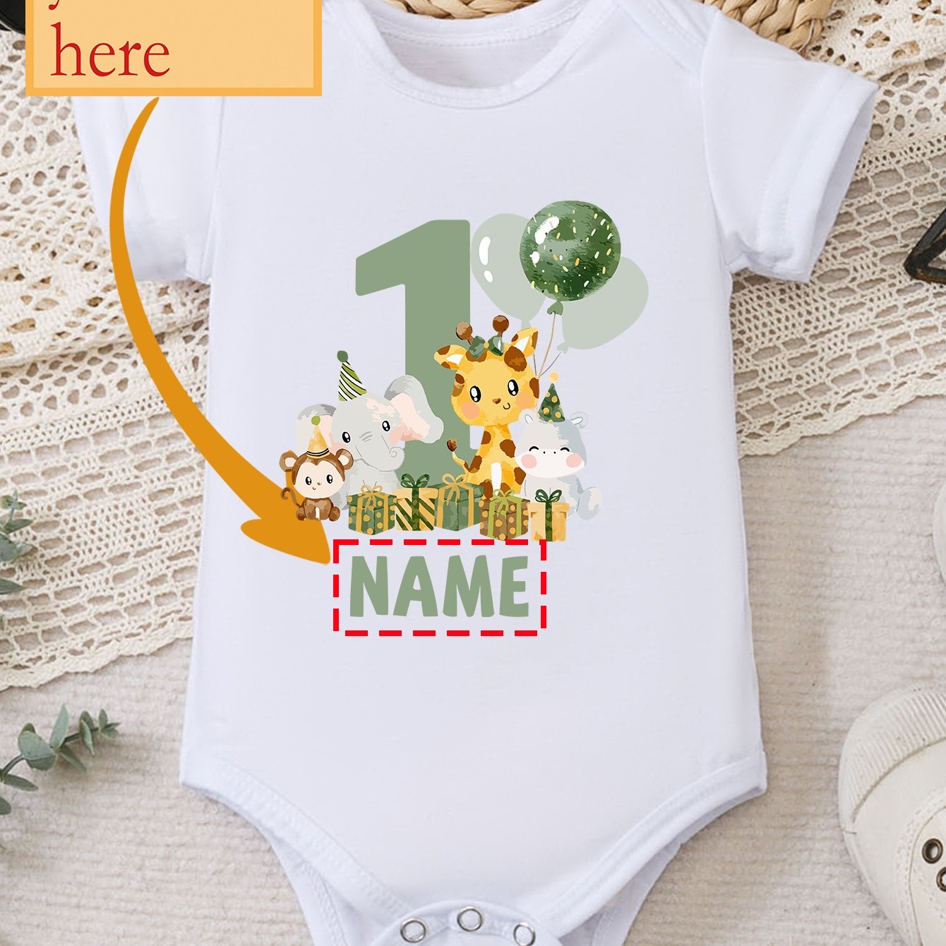 Image of Children's Baby Triangle Jumpsuit Name Customization Giraffe Elephant And Other Animal Cartoon Pattern Printing Casual Loose Round Neck Short Sleeved Jumpsuit, For Outdoor
