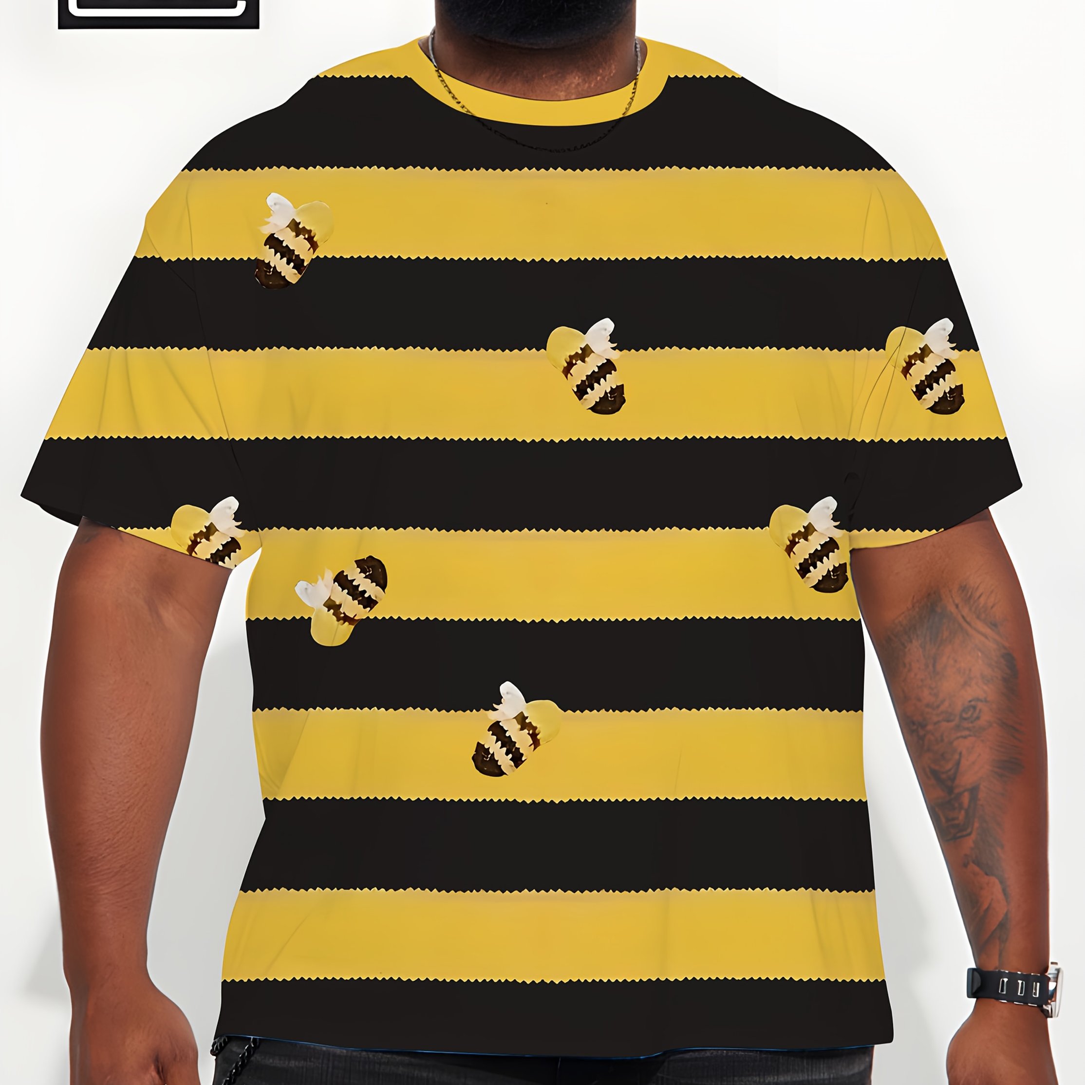 TEMU Striped Plus Size Men's Short Sleeve Pattern