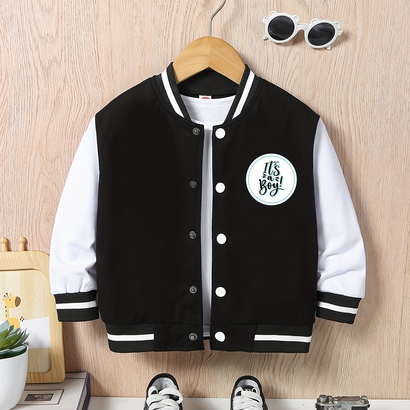 Boys Trendy Baseball Coat Sports Style Casual Letter Print - Temu