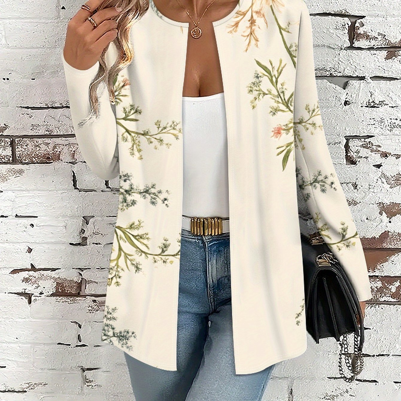 TEMU Leaf And Bird Pattern, Colorful Design, Artistic Illustration, Elegant Style, New Autumn And Winter Collection, Full-body Elegant Print,