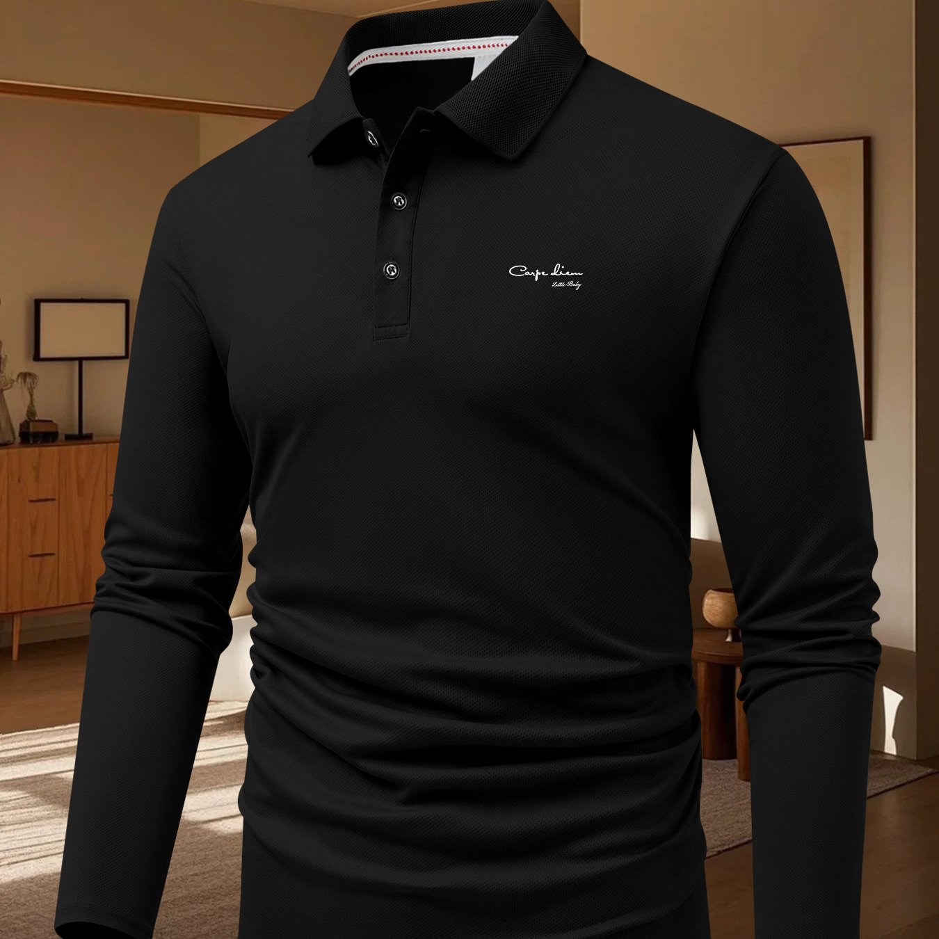 TEMU Men's Casual Button-up Shirt With Collar & Long Sleeve - Breathable Button- Collar Collar Suitable For Summer, Office, Semi-formal Wear, Regular