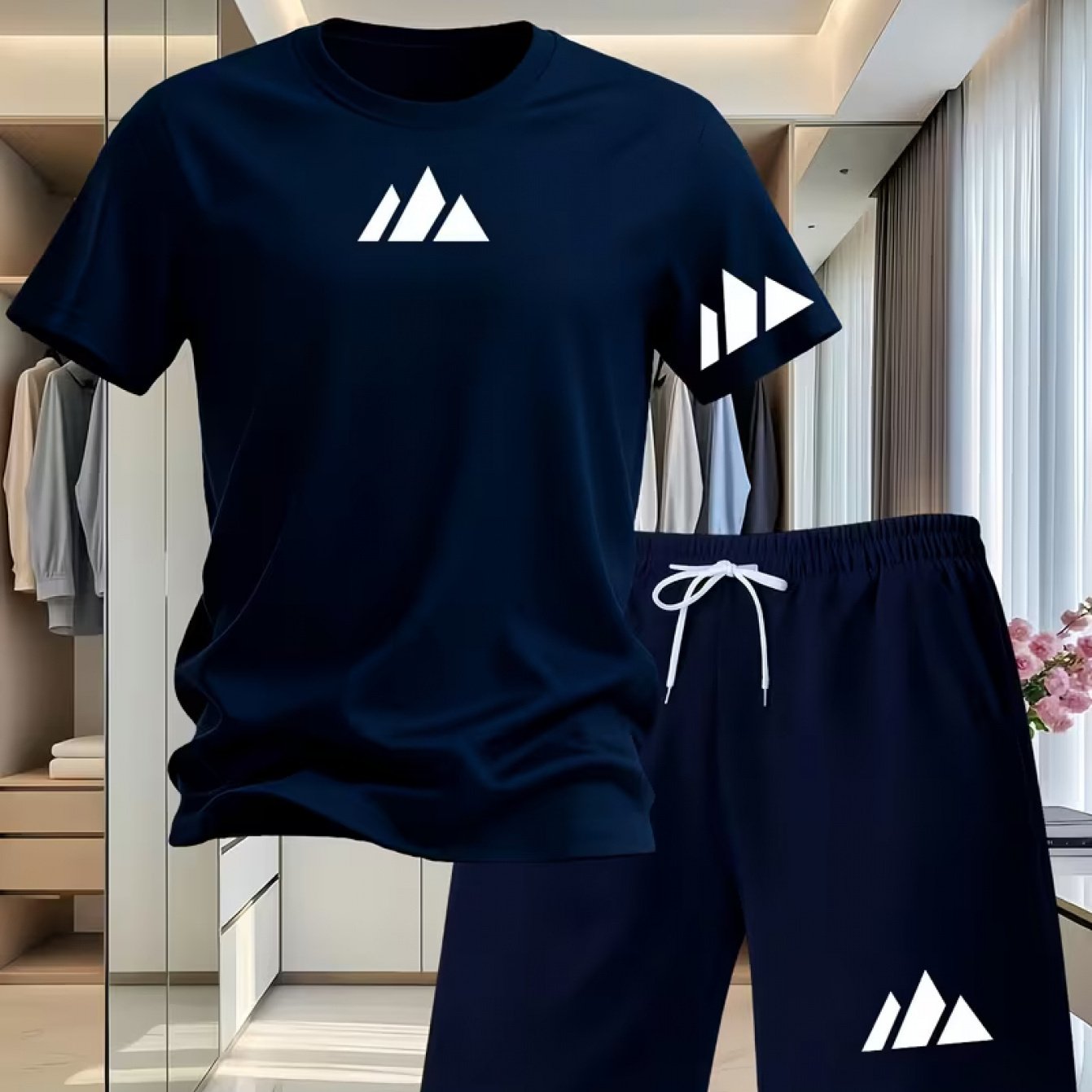 TEMU Men's Casual Sports Fashion Short Sleeved Shorts 2pcsss Set, Trendy 2d Printed Pattern, Men's Summer Short Sleeved Shorts Sports 2pcsss Set,
