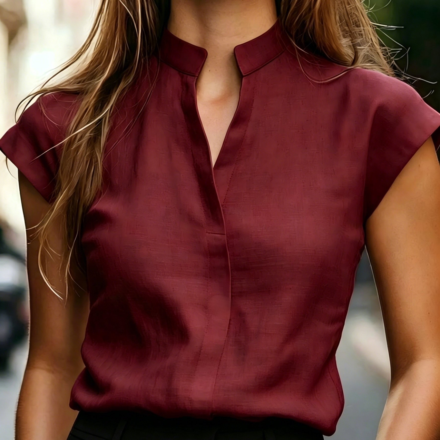 TEMU Collar Sleeveless Shirt Women's Summer V-neck Top Temperament Office Blouse Women's Summer Clothing