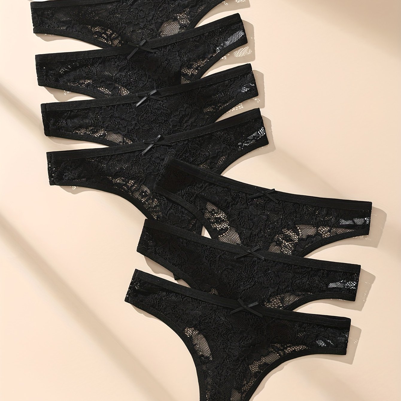 E-shop 7er-Pack Spitze Atmungsaktive Damenunterwäsche, Niedrige Taille Slips, Bequem & Weich für Strand