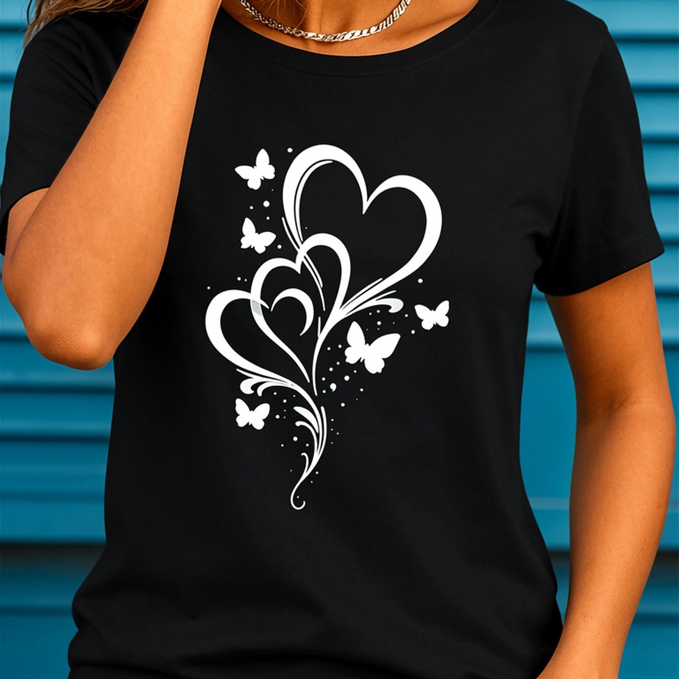 Image of Women's Plus Size Short Sleeve T-shirt - Print Round Neck Style 3388# Top | Machine Washable Summer Beach Vacation Outfits, Casual Spring/summer Wear, Mother's Day Gift Suitable For Travel Dating &