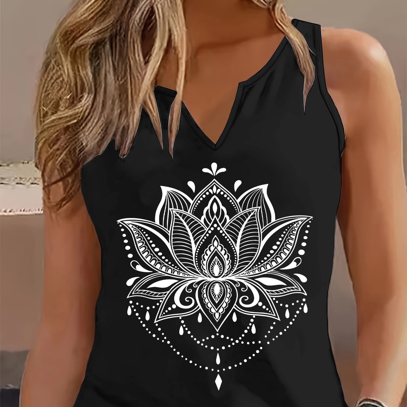TEMU Women' Sleeveless V-neck Vest - Polyester Blouse-compatible Machine-washable Elegant Vests Suitable For Spring Summer Outfits, Casual For ,