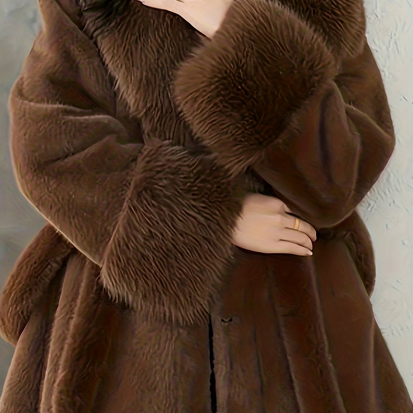 Plus Size, 1 gab. Sieviešu Plus Size Ziemas Mētelis - Vidēja Garuma Elegants Jostas Jakas, Mīksts, Silti Poliestera Pārspīlēts H-Siluets Kāzām, Ziemassvētkiem, Ceļojumiem - Plus-Size Draudzīgs Apģērba Dāvana
