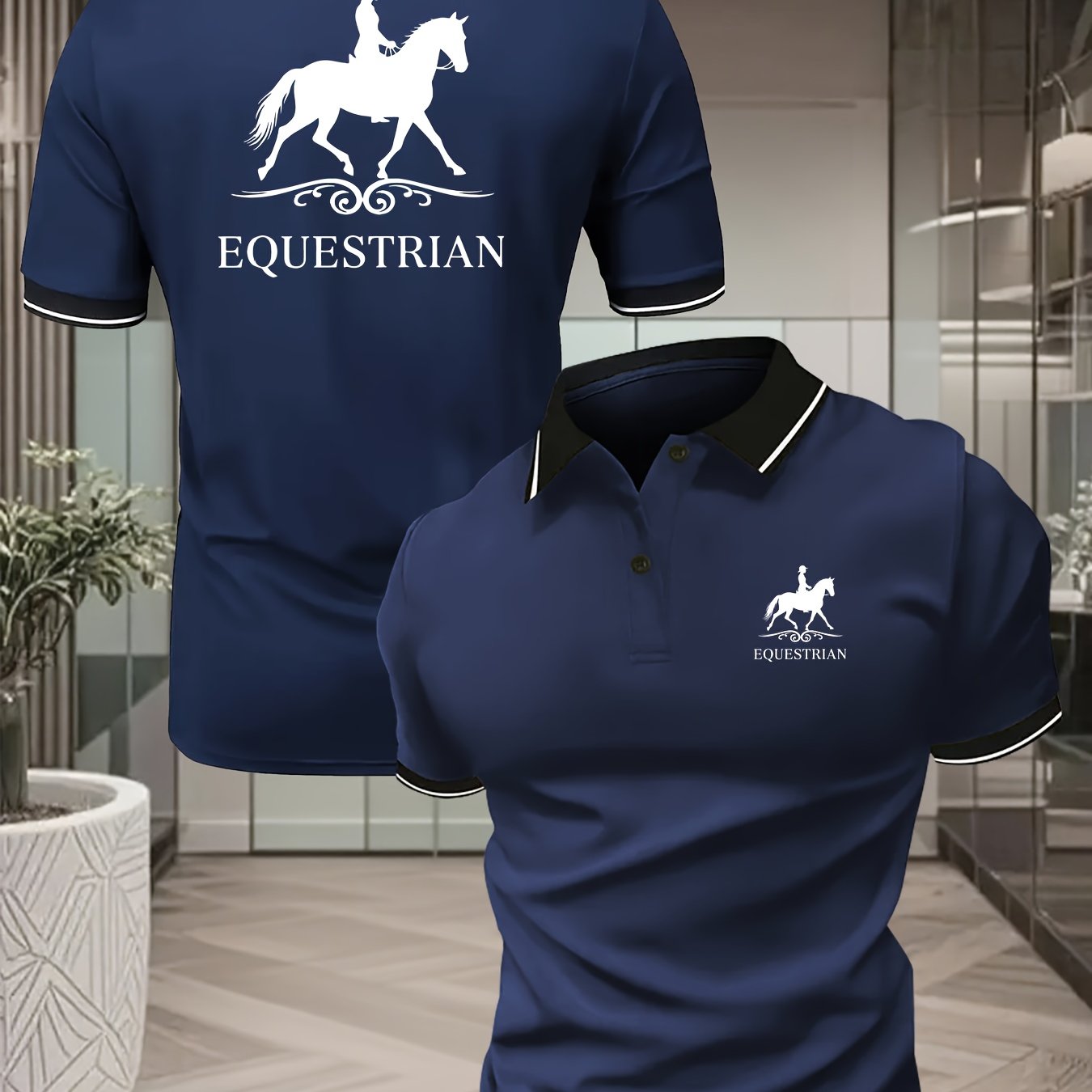 TEMU Men's Fashionable Lightweight And Breathable Short-sleeve Shirt With Button- Collar, Featuring Printed Pattern Elements That Blend , Simple, And