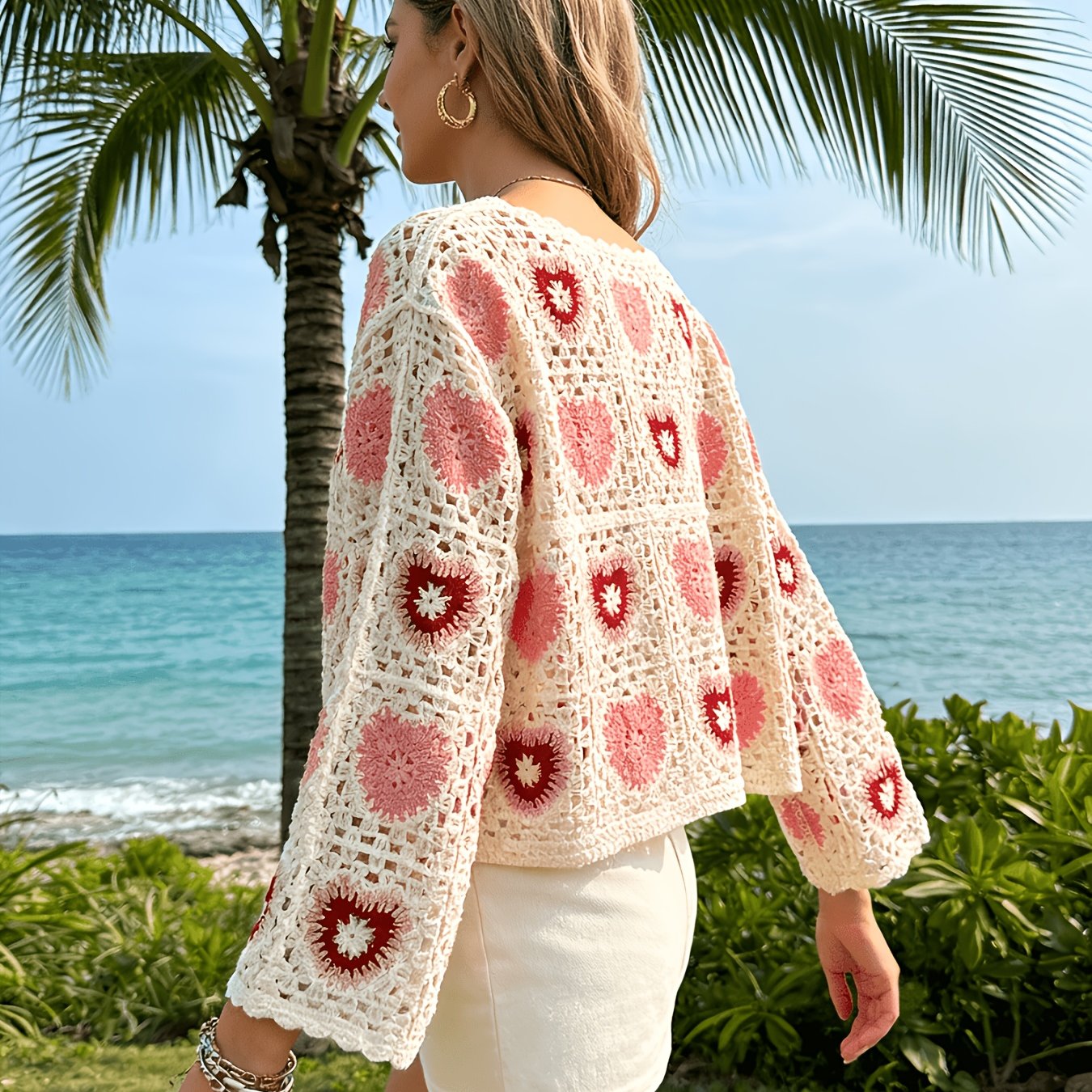 E-shop Elegante Damen Hoodie mit langen Ärmeln und Hohlrändern, lässiges Frühlings- und Sommer-Top mit Rundhalsausschnitt und , Valentinstagsgeschenk,