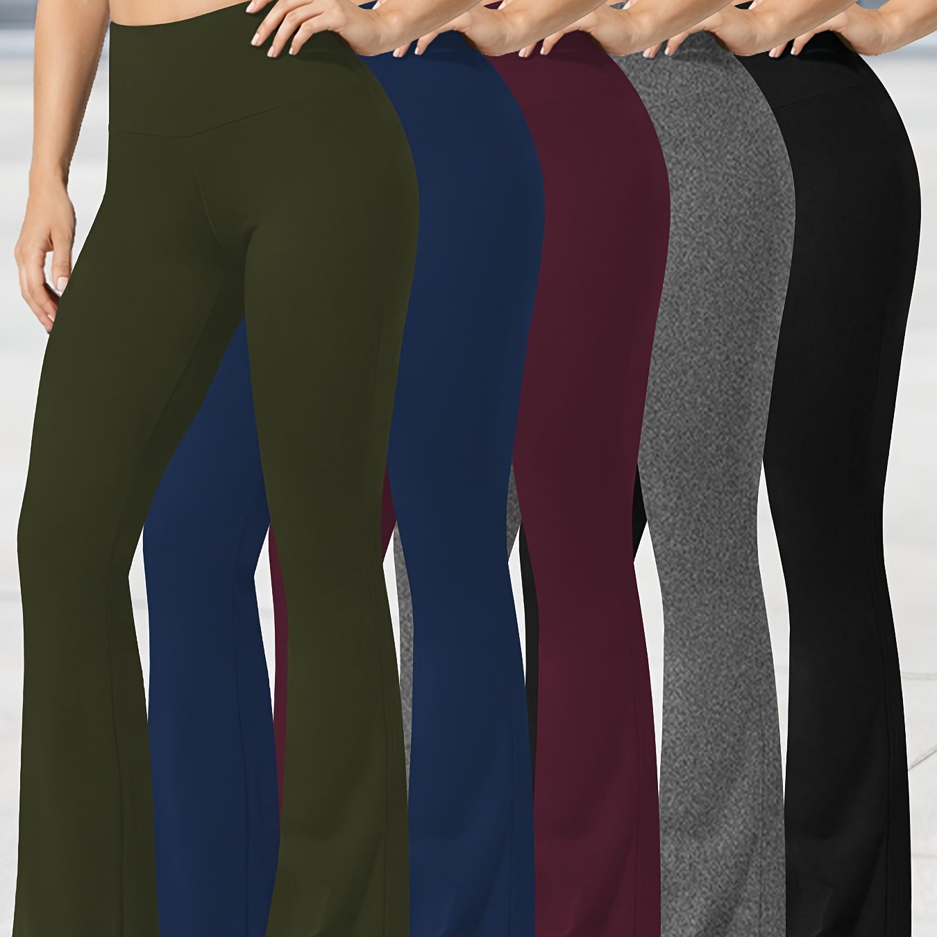 TEMU 5 Pack Women's High-waisted Flare Yoga Leggings - Super Soft, Non-see-through, 4-waystretch Fabric, Tummy Control Bootcut Workout Pants
