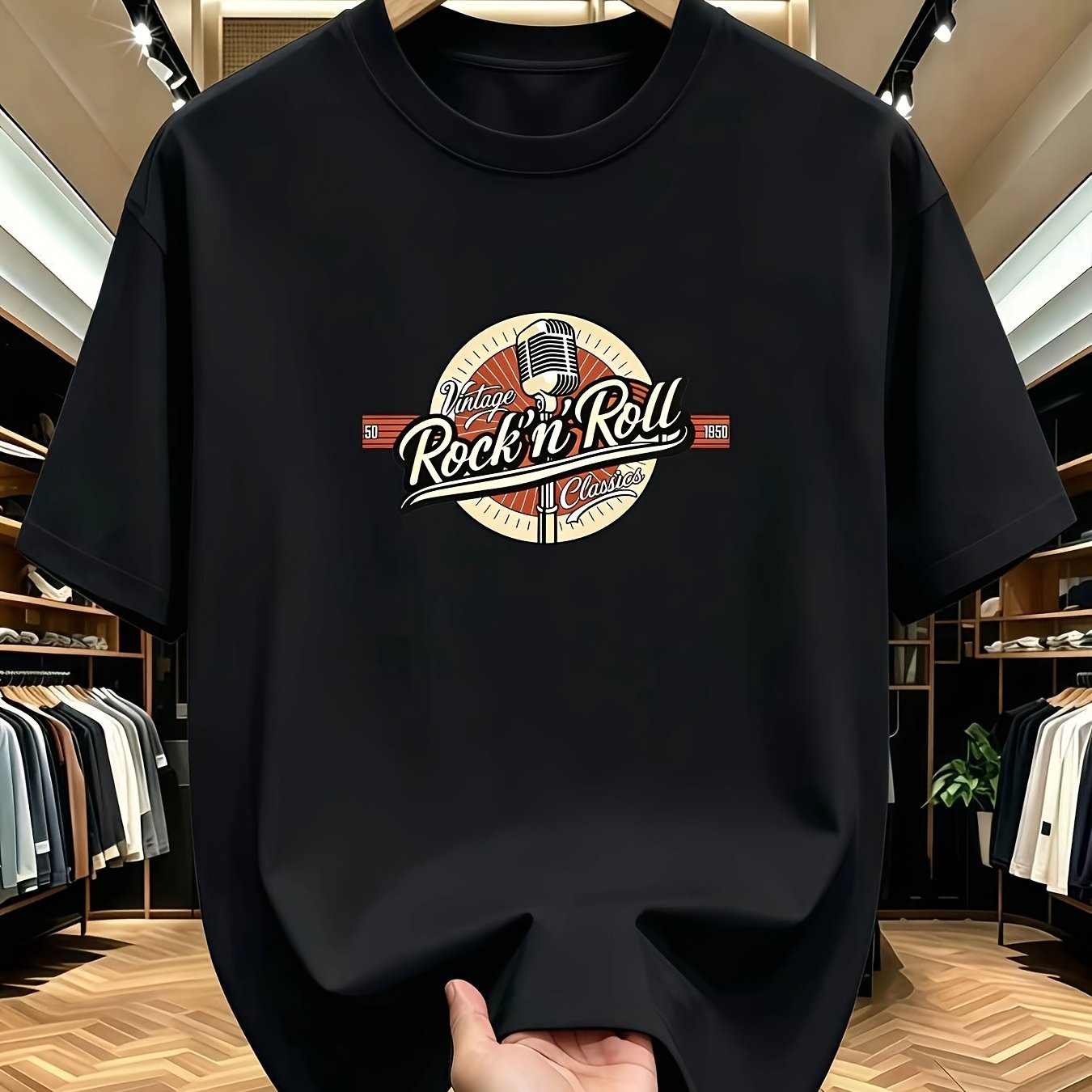 TEMU Nueva camiseta, Rock' vintage・Camiseta retro Echo clásica de 1950 | Un al oro de del rock en 1950, esta nueva camiseta unisex de manga corta con