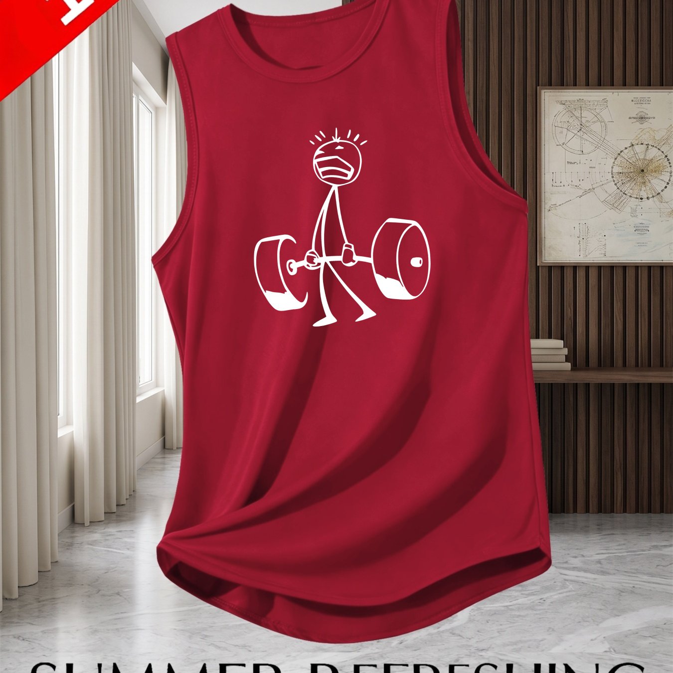 TEMU Men's Muscle Tank Top Sleeveless Shirt - Loose Fit Sleeveless Vest With Compatible For Use (no-), Crew Neck Athletic Shirt Suitable For Gym,,