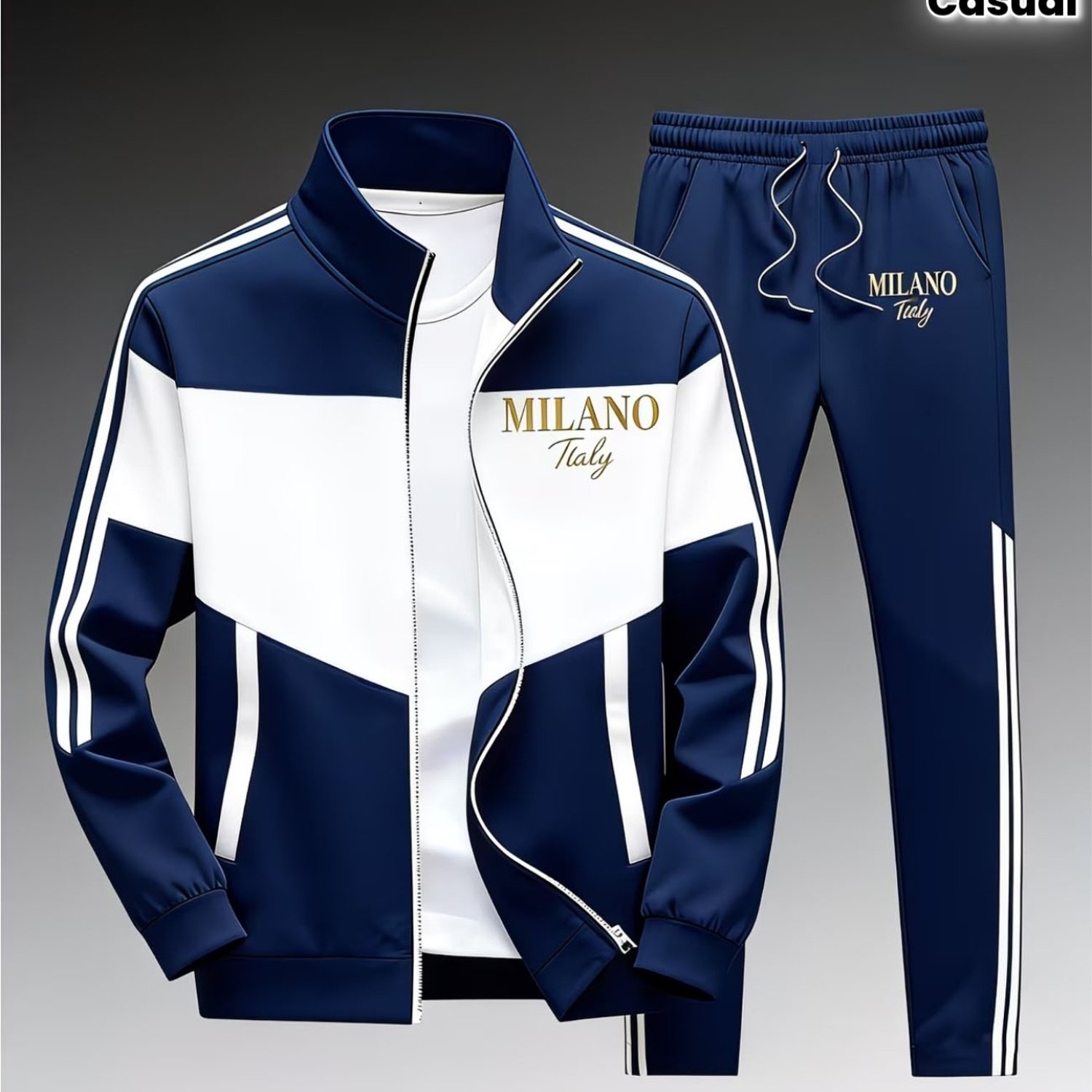 Image of Teenager's Teen Color -sided Stripes Letter Tracksuit, Zip Stand Collar Jacket And Drawstring Sweatpants, Casual Sports Jogger Outfit, For Outdoor, For Teenager