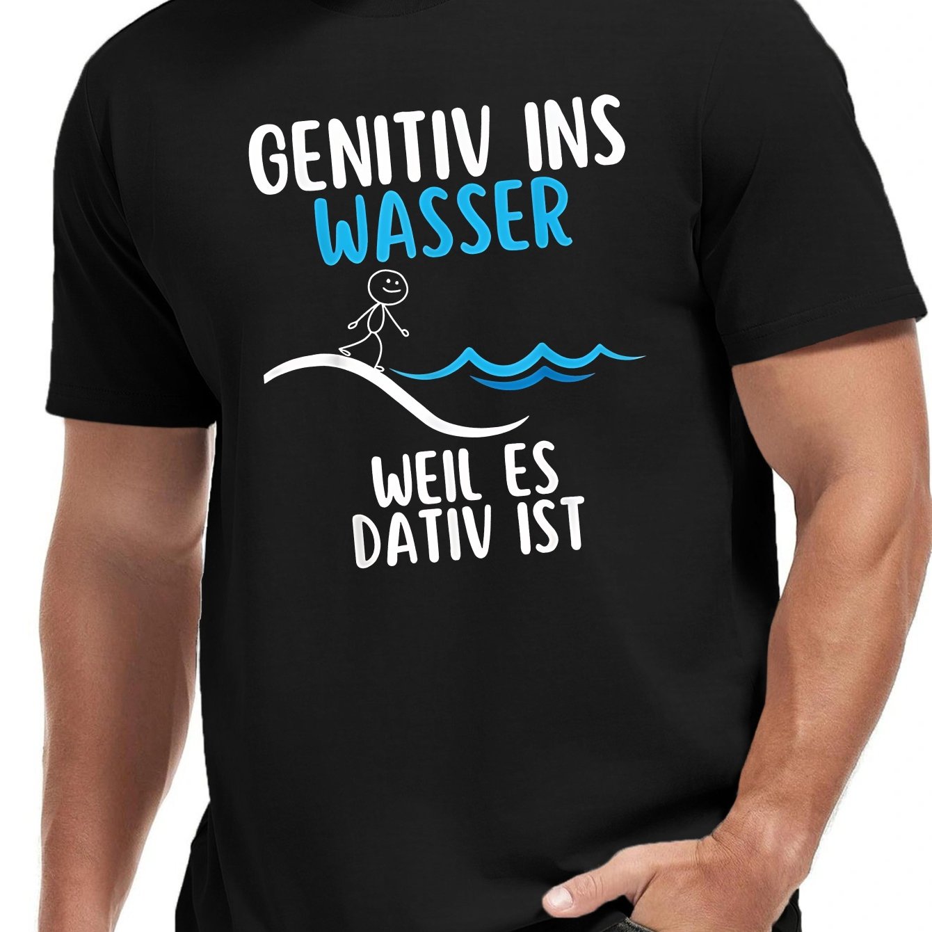 German Genitiv Ins Wasser Men's Short Sleeve T-shirt Summer T-shirt Top