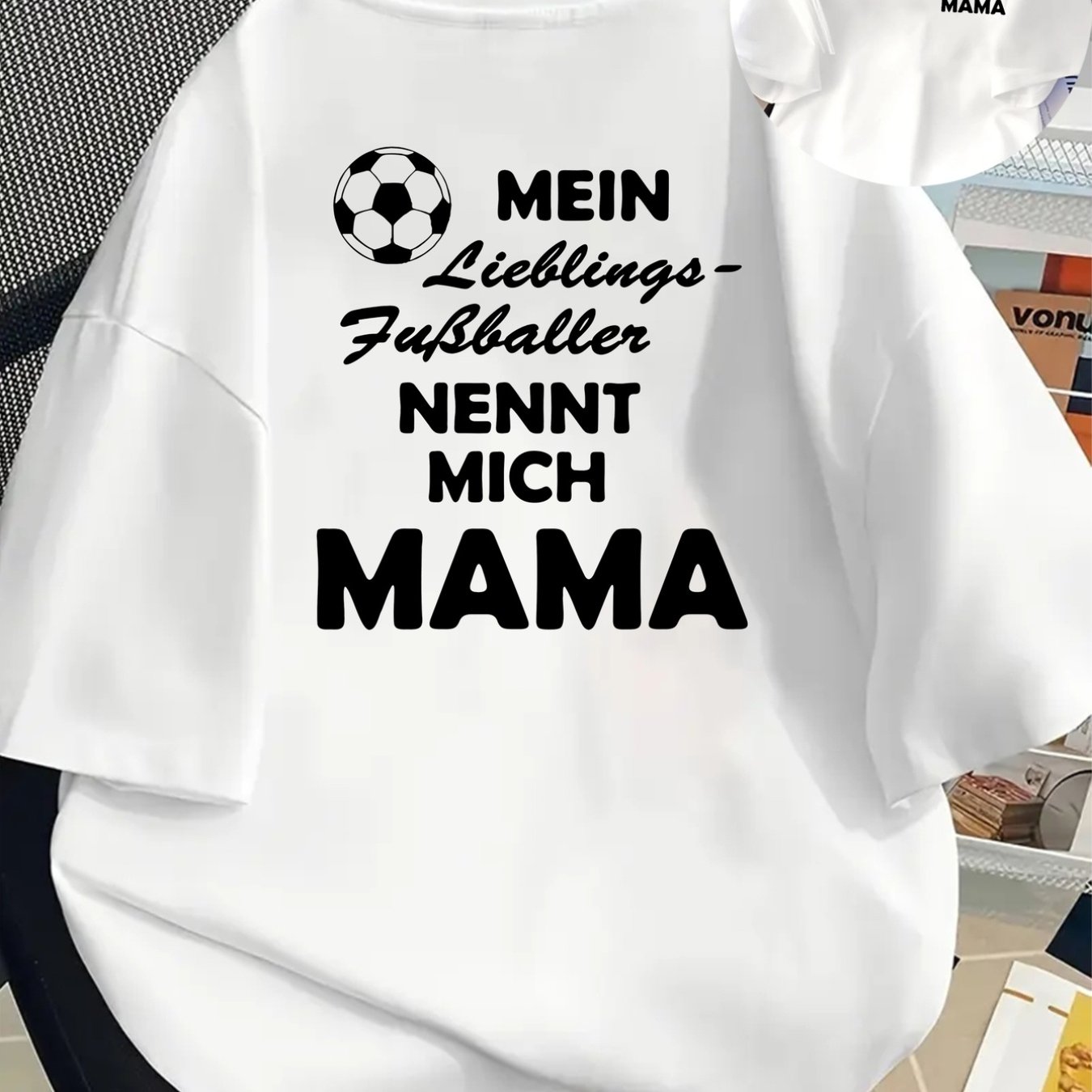 E-shop Fußballfan, T-Shirt mit Print von Lieblingsfußballer, Kurzarm, Rundhalsausschnitt, lässiges Oberteil für Sommer und Frühling, Damenbekleidung