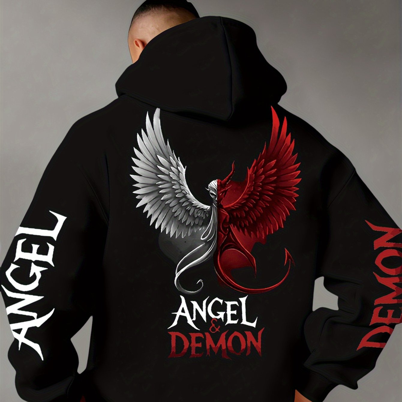 Men's Autumn And Winter Letter-printed Hooded Fleece Sweater, Versatile Sports And Leisure Loose Hooded Sweatshirt