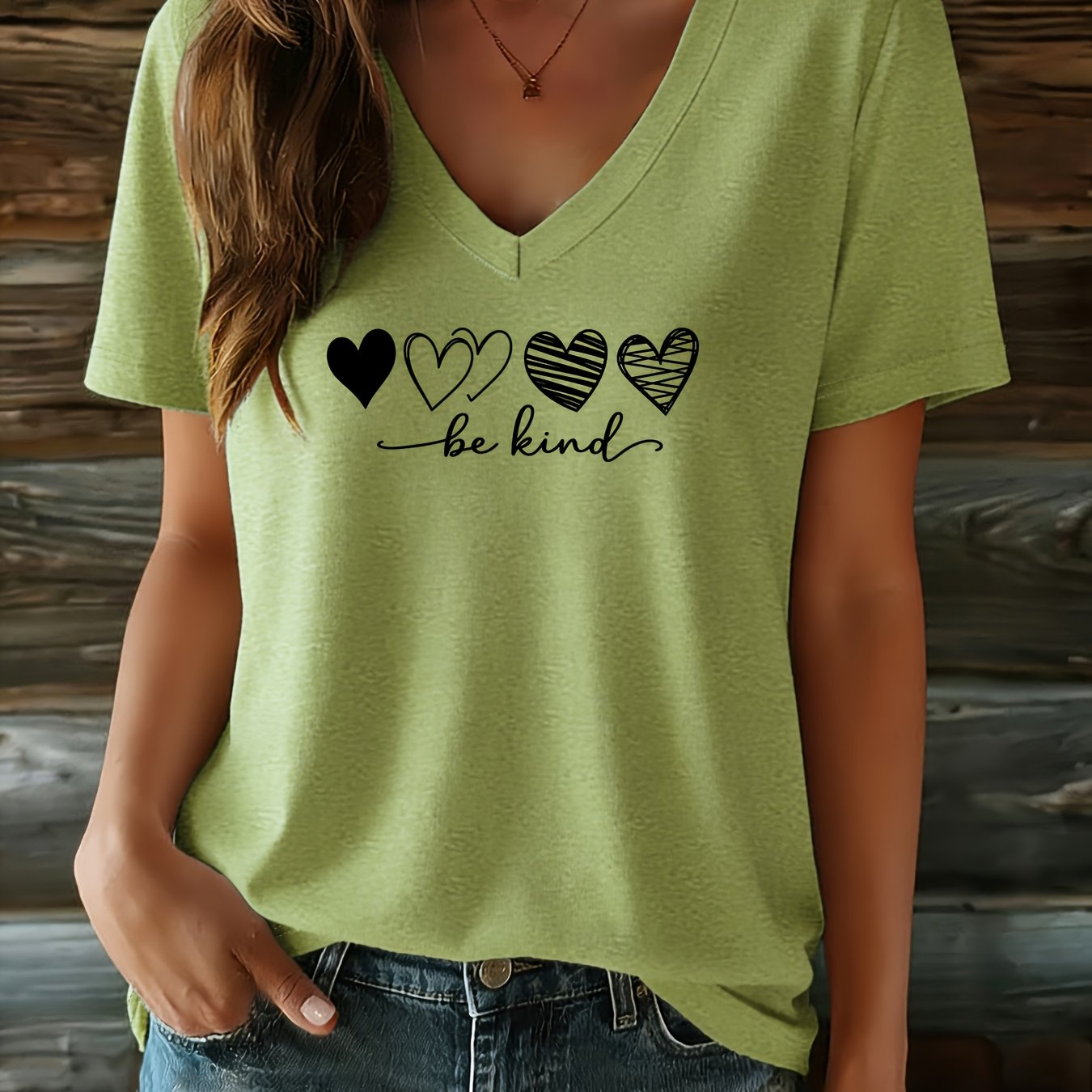 TEMU Plus Size - Plus Size - A Versatile Solid Color Summer V-neck Short-sleeve T-shirt Soft And Skin-friendly