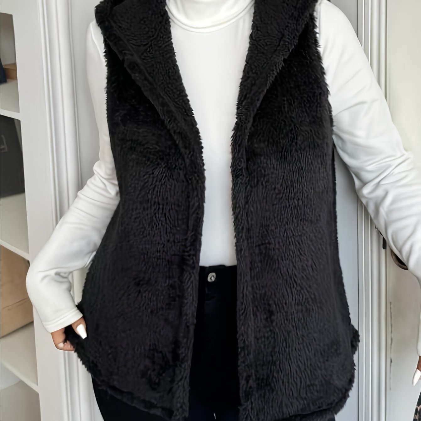 TEMU Talla Grande - Talla Grande - Lujo para Mujer de Talla Grande, Chaleco sin sin Cremallera, Estilo de Otoño e Invierno para Mujer