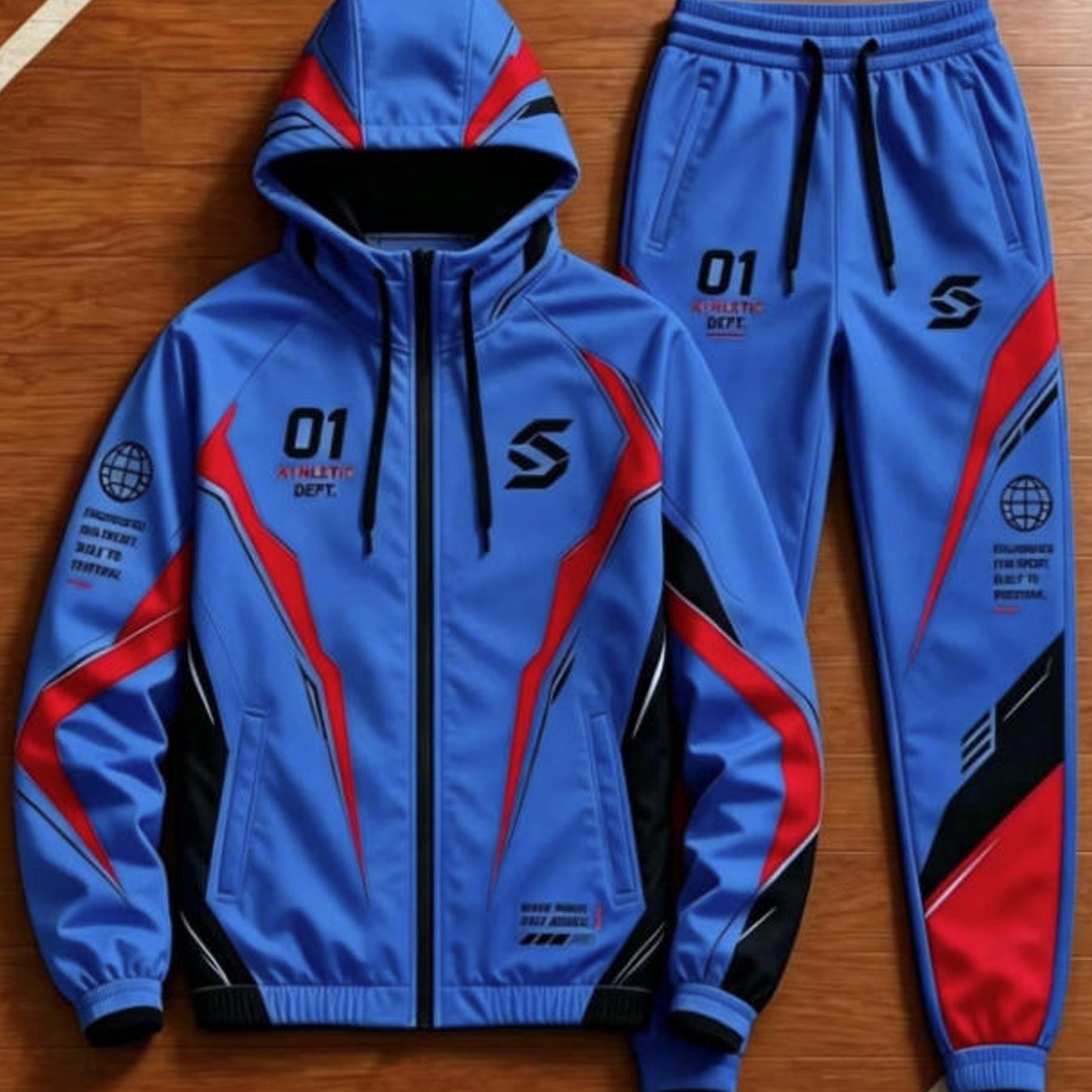 TEMU Men's Fashion Casual Trendy Graphic Tracksuit With 01 Striped Geometric Pattern Adult Men Sportswear Holiday Gift Daily Wear, Plus Size
