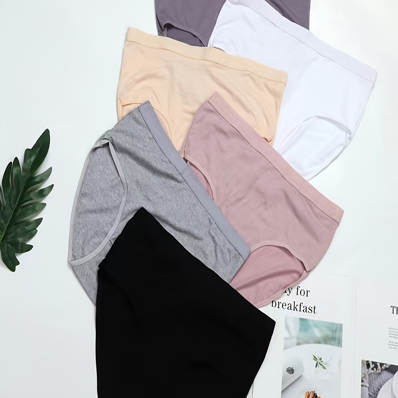 6pcs Solid Color High-waisted Briefs - Comfortable, Breathably Simple Women' Underwear