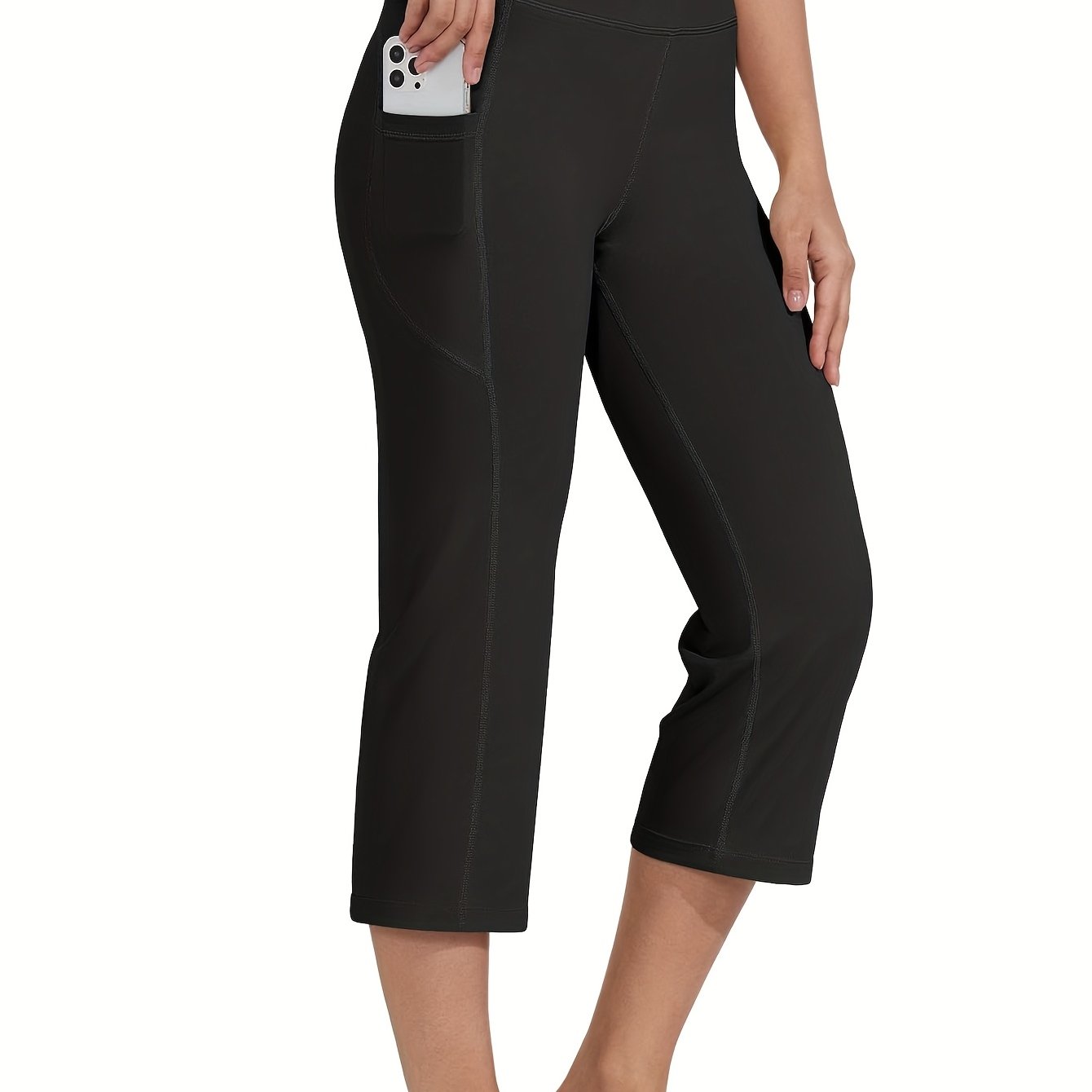 E-shop Plus Size Damen Capri-Hosen mit hoher Taille, Fitness-Yoga-Leggings mit und Bauchkontur-Schnitt