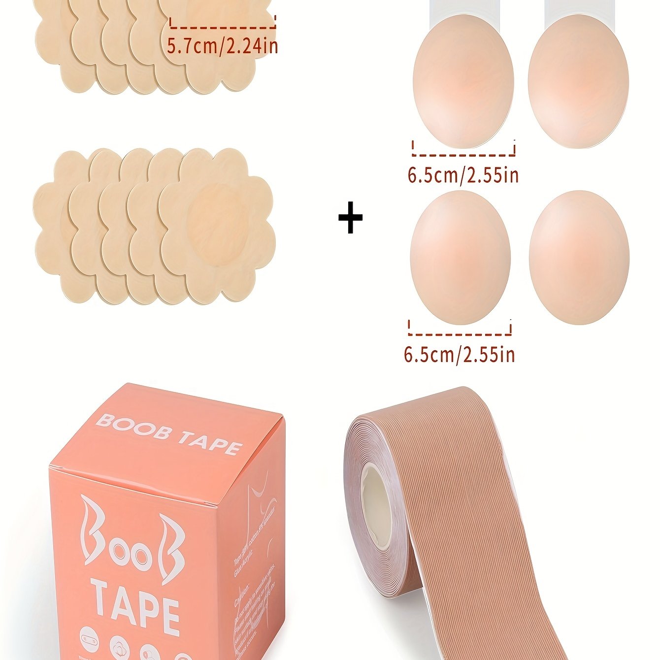 Multi-pack Support Invisible Bra Set, Suitable For Strapless Dresses - Includes Patches And Breast Support Tape, Women's Lingerie Accessories