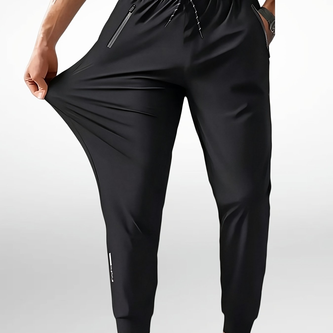 TEMU Men\'s Sports Sweat-wicking Quick-dry Pants, 1pc, Thin Casual Jogging Trousers For Spring And Summer, Breathable, Comfortable And Versatile Long