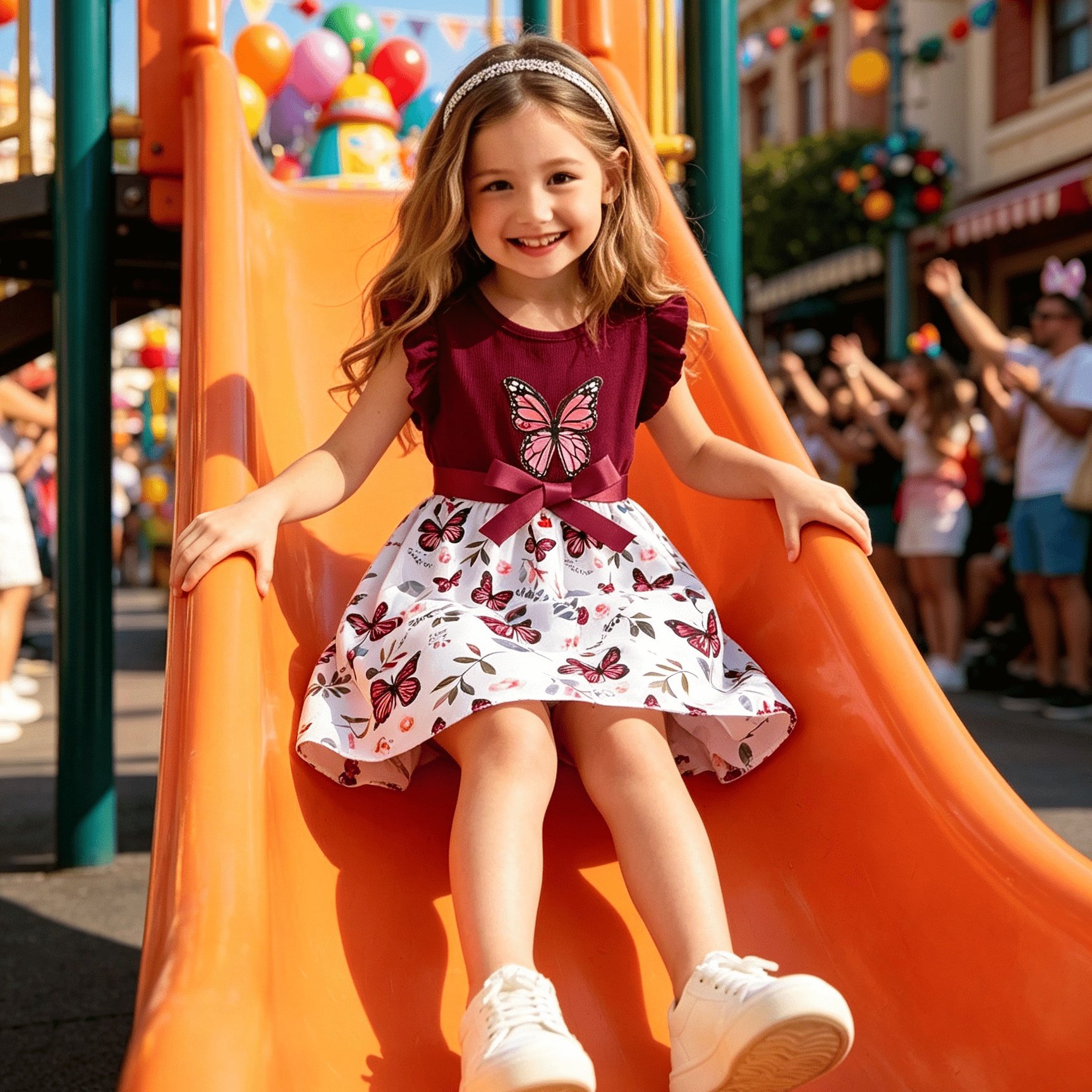 New Summer Girls' Print Solid Color Grooved Sleeveless Ruffle + Belt Dress
