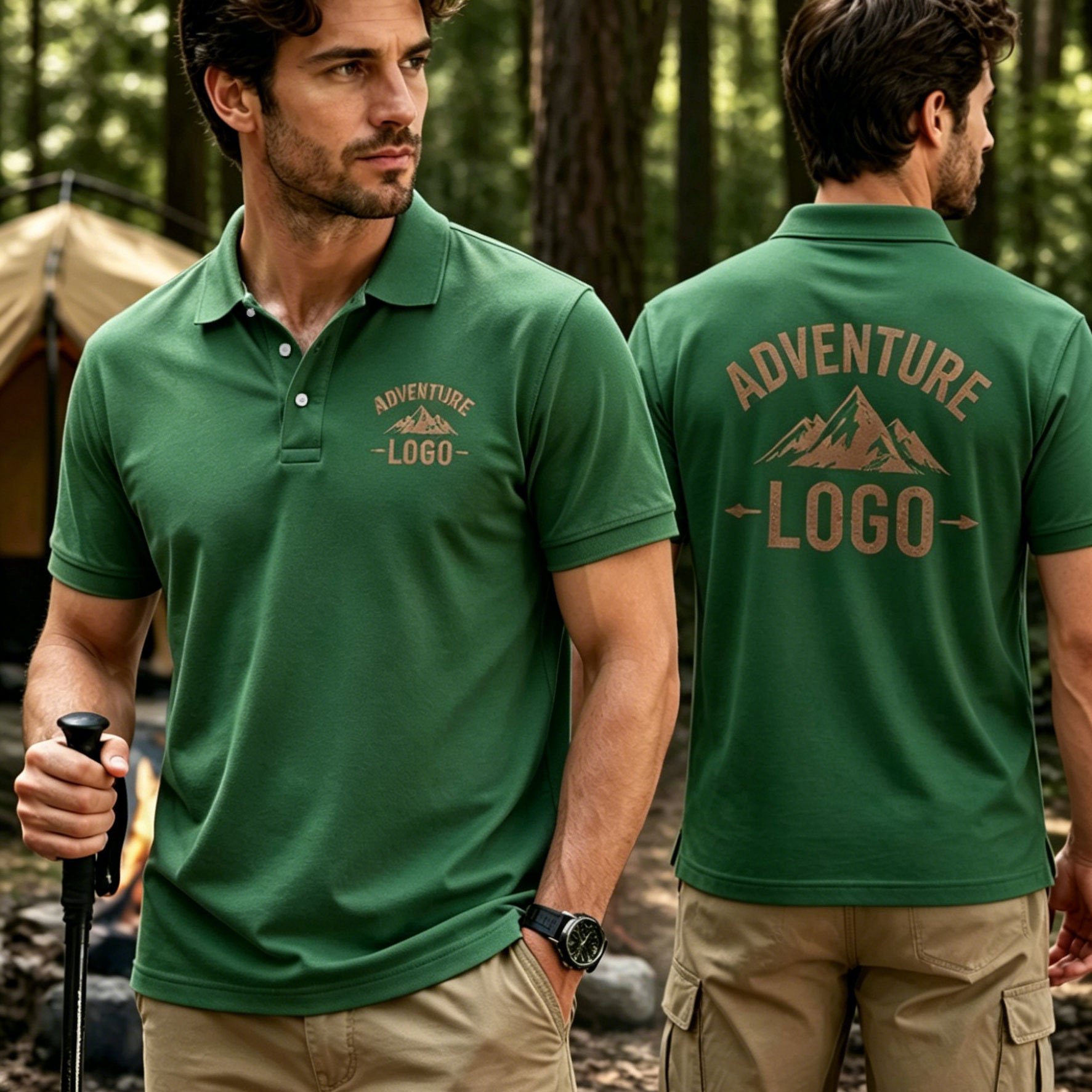 TEMU [customized Product] Men's Casual Turn- Collar Short Sleeve T-shirt Shirt Customization, Customizable Logo Patterns On And Back, Summer Fashion