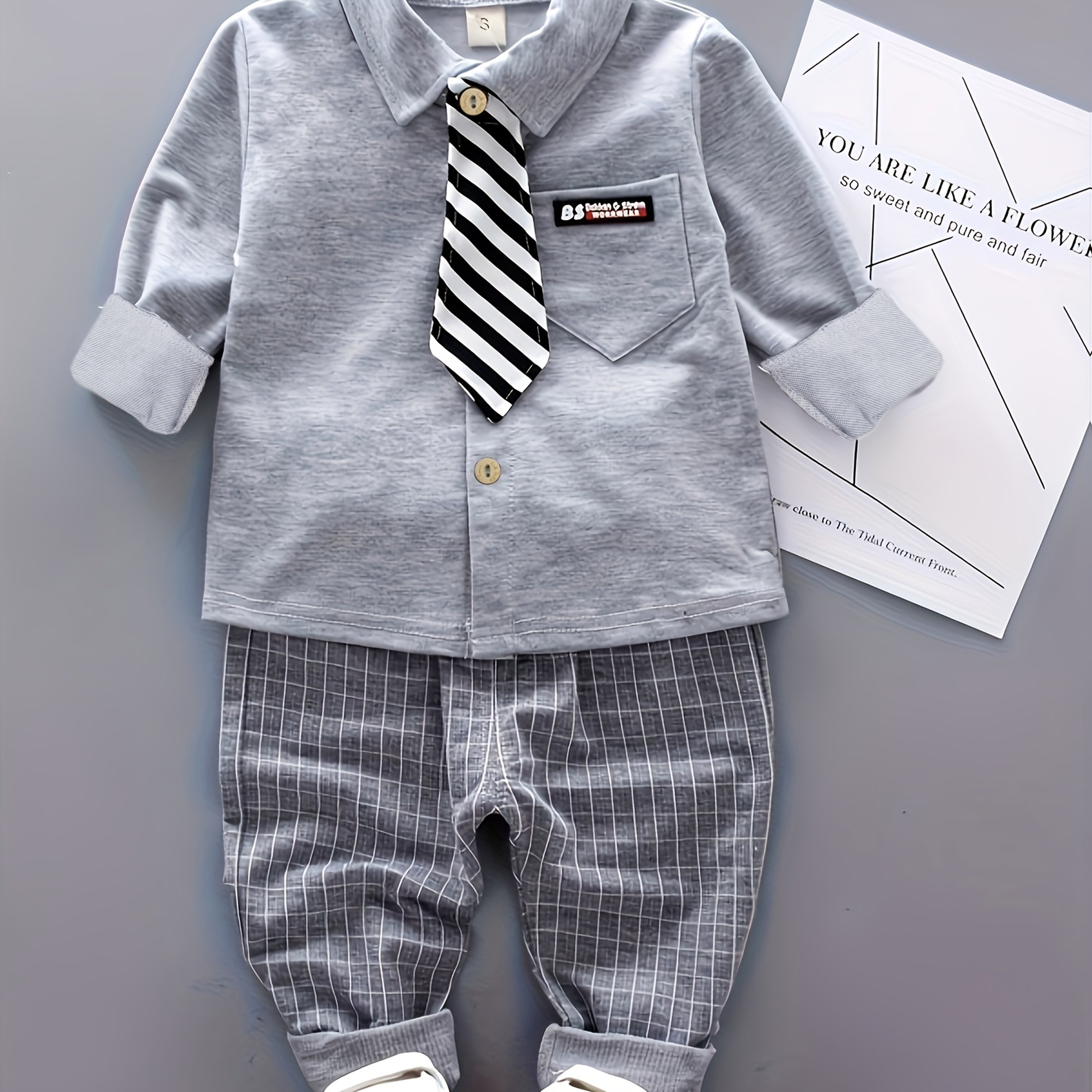Image of Autumn/winter Comfortable Sporty Casual 2pcs Set For And Young Children, Stylish Shirt And Dress Pants New 2pcs Set For Boys And Young Children, Perfect For Outdoor