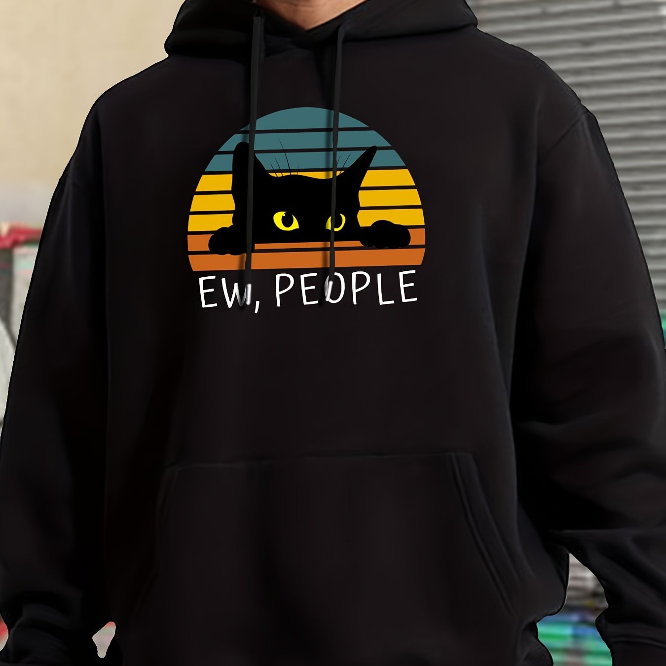 TEMU Active Hoodies Leisure Hoodies With Black Cat And