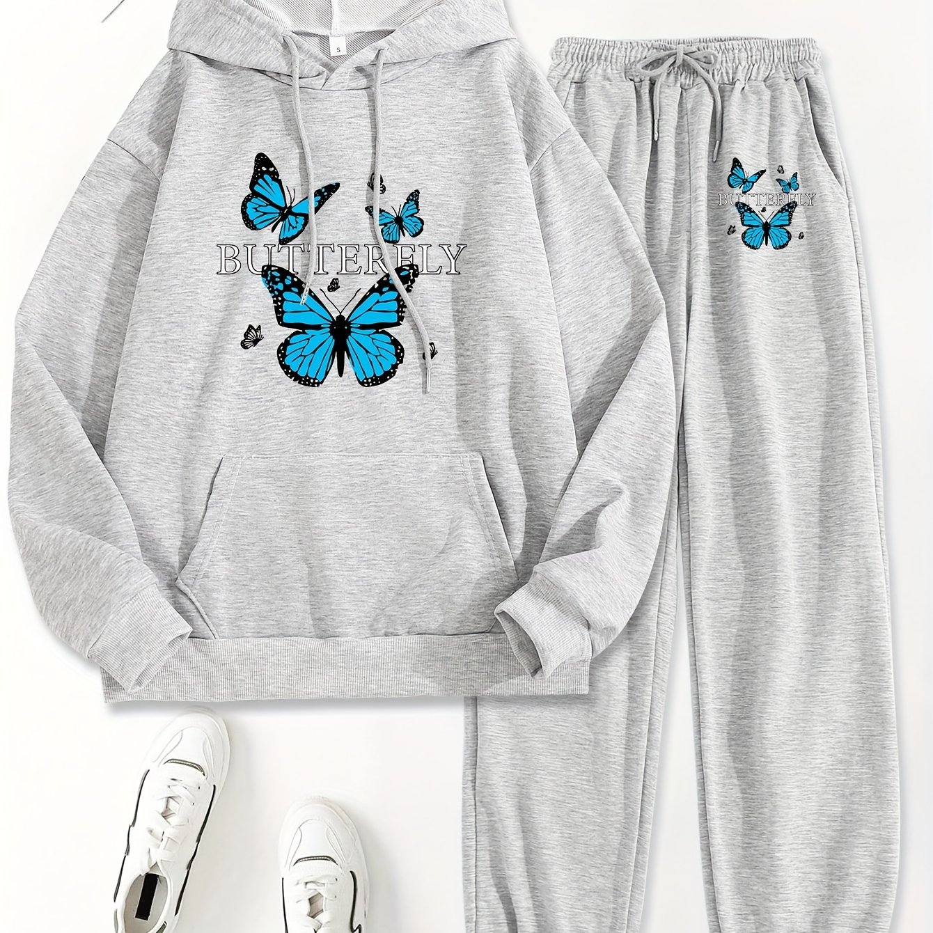 TEMU Chic Print Women's Hoodie & Jogger Set - Casual Long Sleeve, Polyester, Machine Washable With Pockets - Fall/winter, Fall Winter Apparel|hoodie