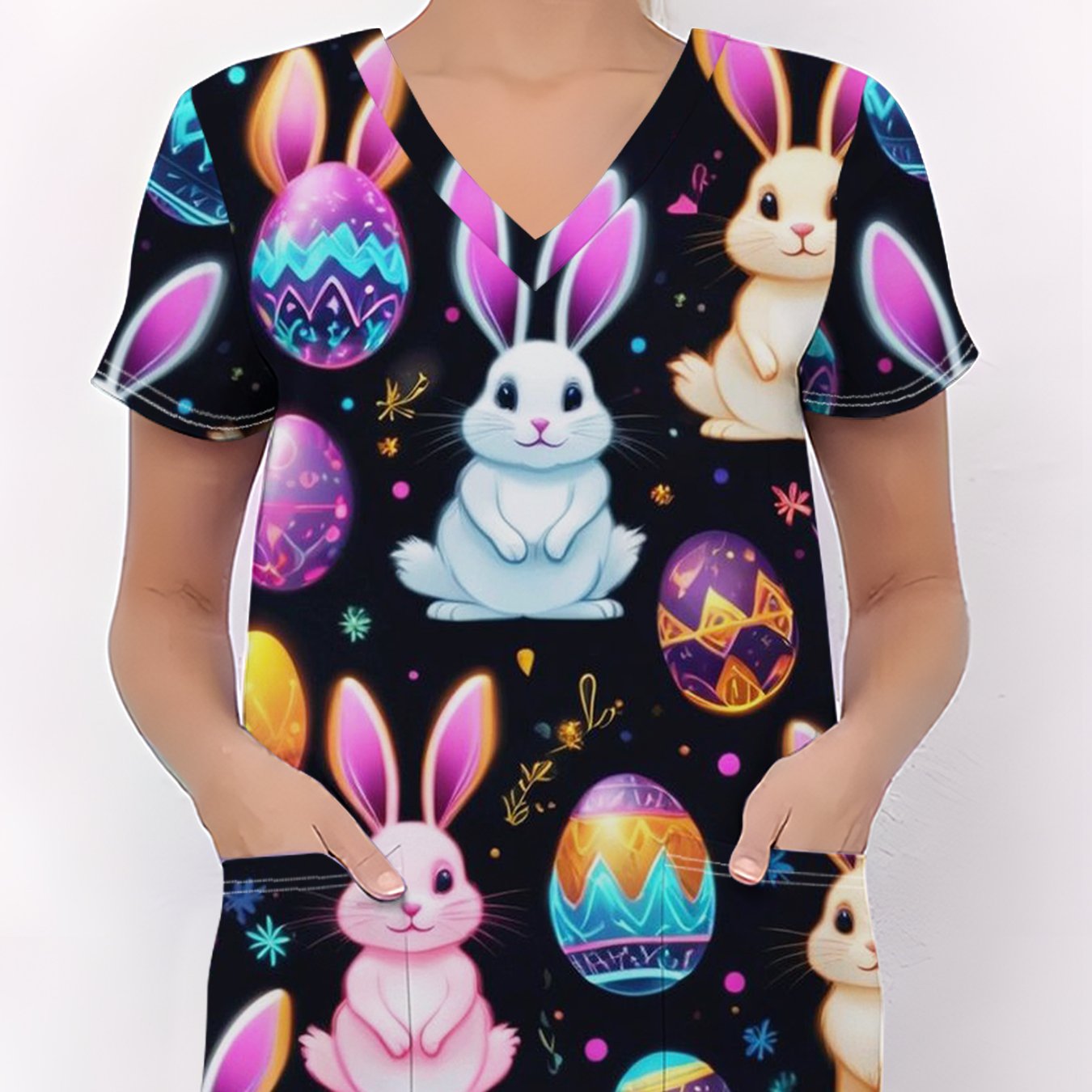 TEMU Easter-themed Women's Nurse Uniform, A Vibrant Choice For Easter, Combining Style . Easily Suitable For Holiday And , Showcasing