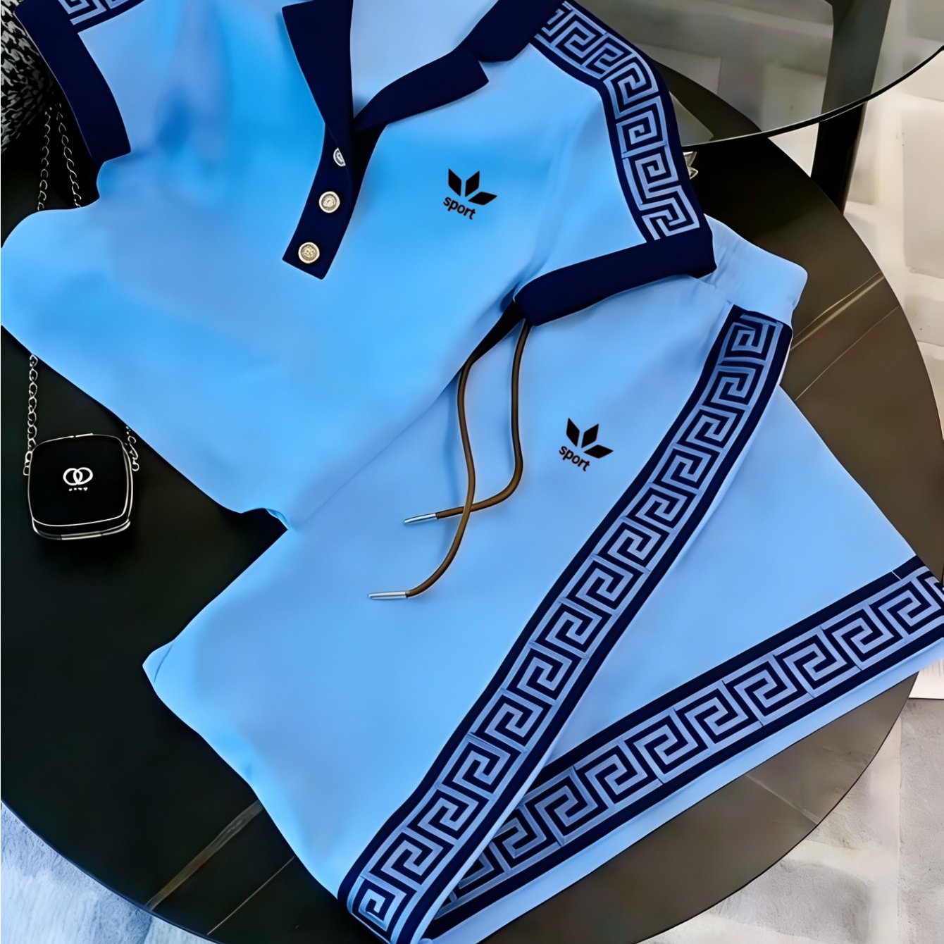 Image of 2pcs And Teenagers Casual Sports Suit: -summer Collection, Unisex Short-sleeved Casual Sports Style Shirt And Pants. Suitable For Golf, Sports, And Running, Other Occasions. Are From.