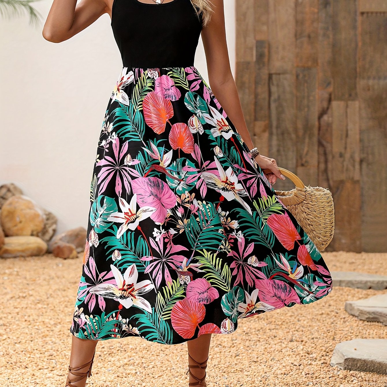 Western Sleeveless Printed Dress