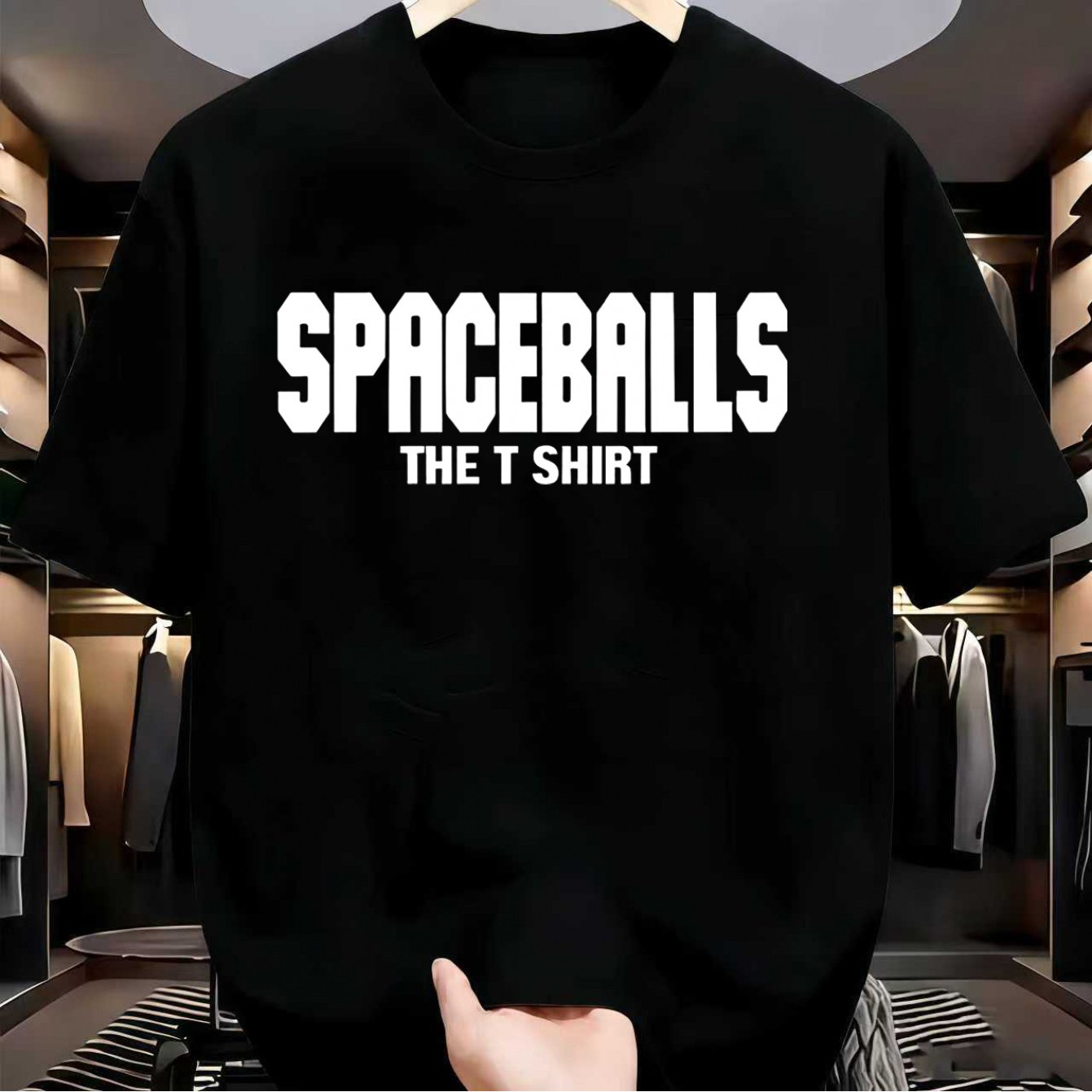 TEMU This T-shirt Welds " Comedy Meme Trend" Design! Featuring "spaballs The T Shirt" White Text, It Exudes The Comedy Aura Of "space