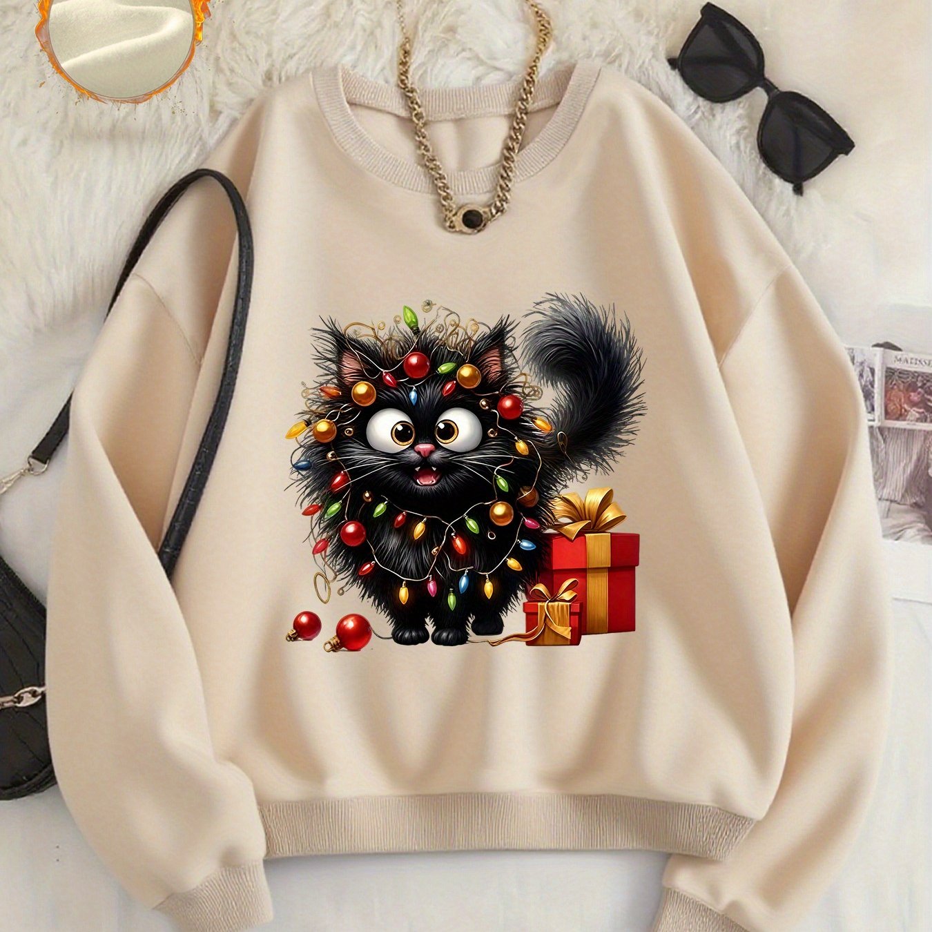 TEMU Pattern-printed Sweatshirts, Autumn And Neck Casual Sweatshirts, Women's Clothing.