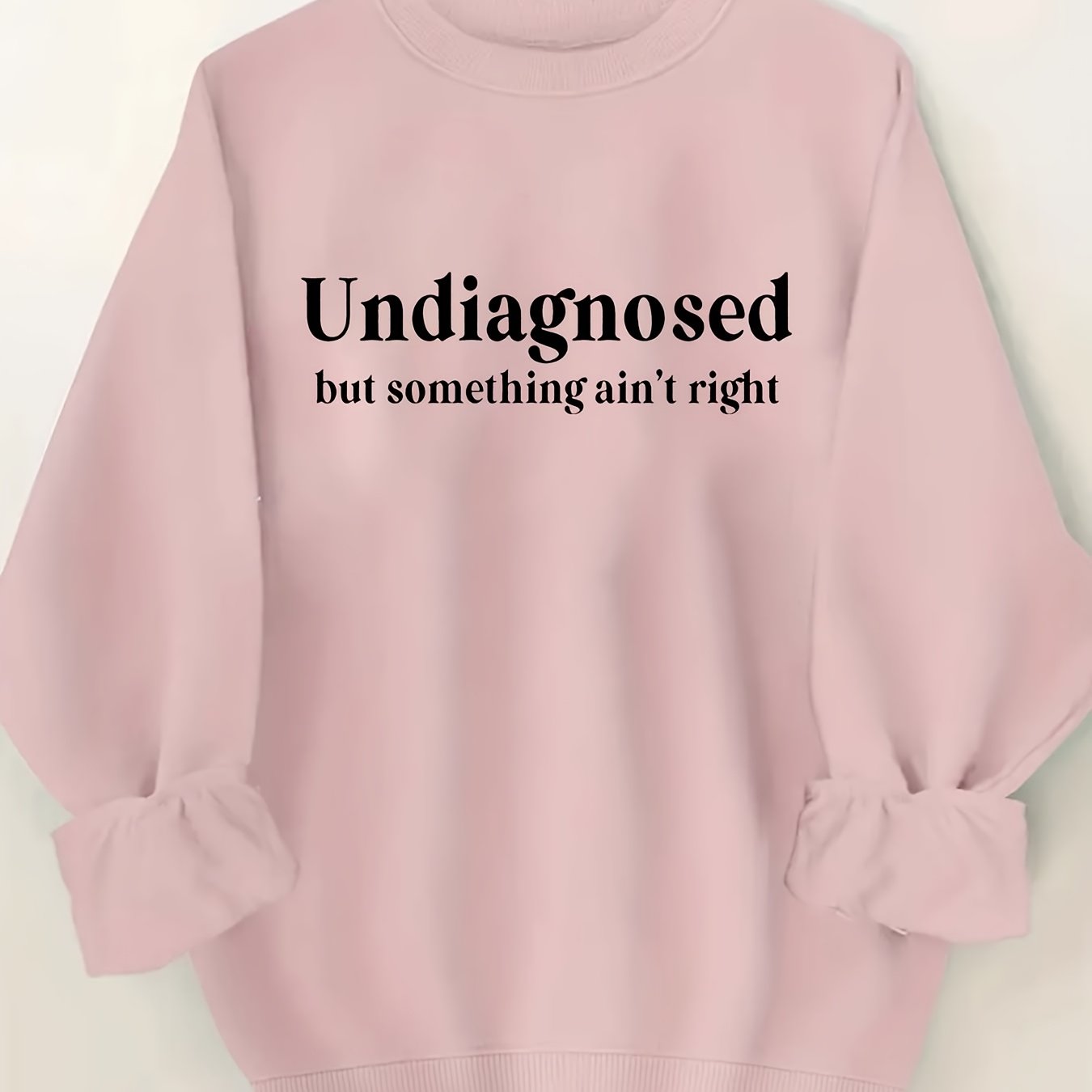 TEMU Print Crew Neck Sweatshirt - Soft Micro Elasticity Polyester Fabric, Regular Length, For Spring & Fall - Womens Letter Print Clothing For Casual