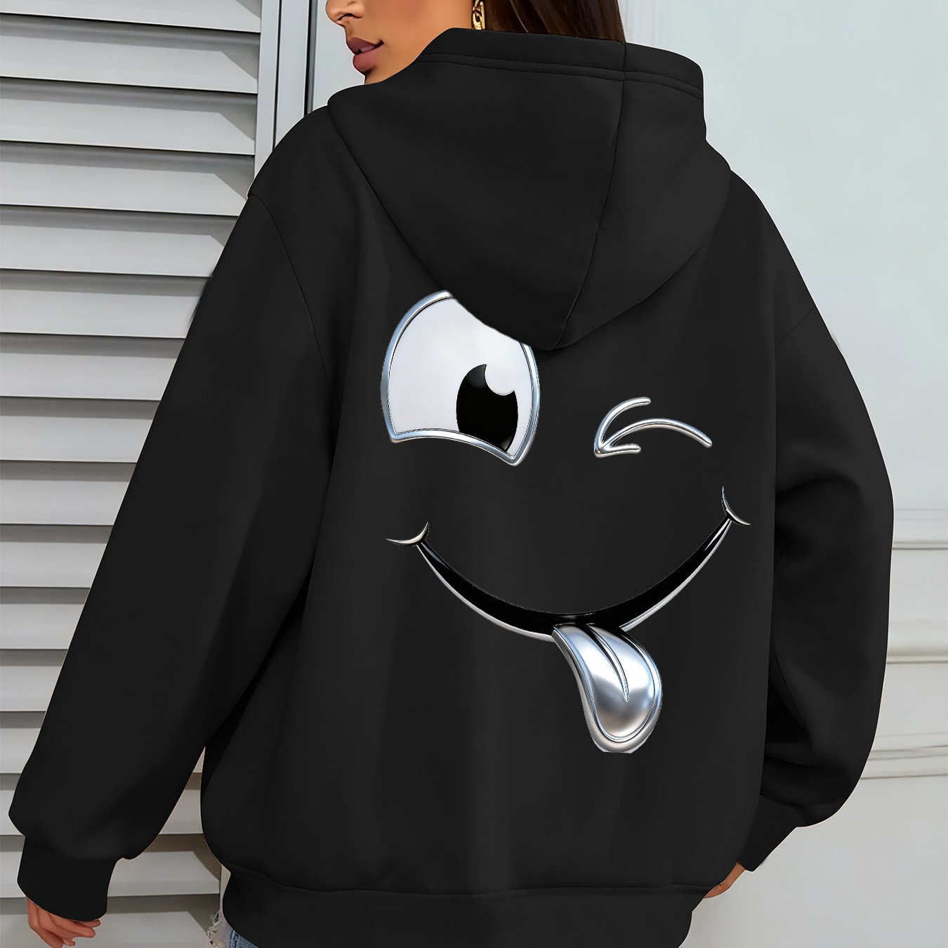 TEMU Graphic Print Hoodie, Drawstring Casual Hooded Sweatshirt For Winter & Fall, Women's Clothing