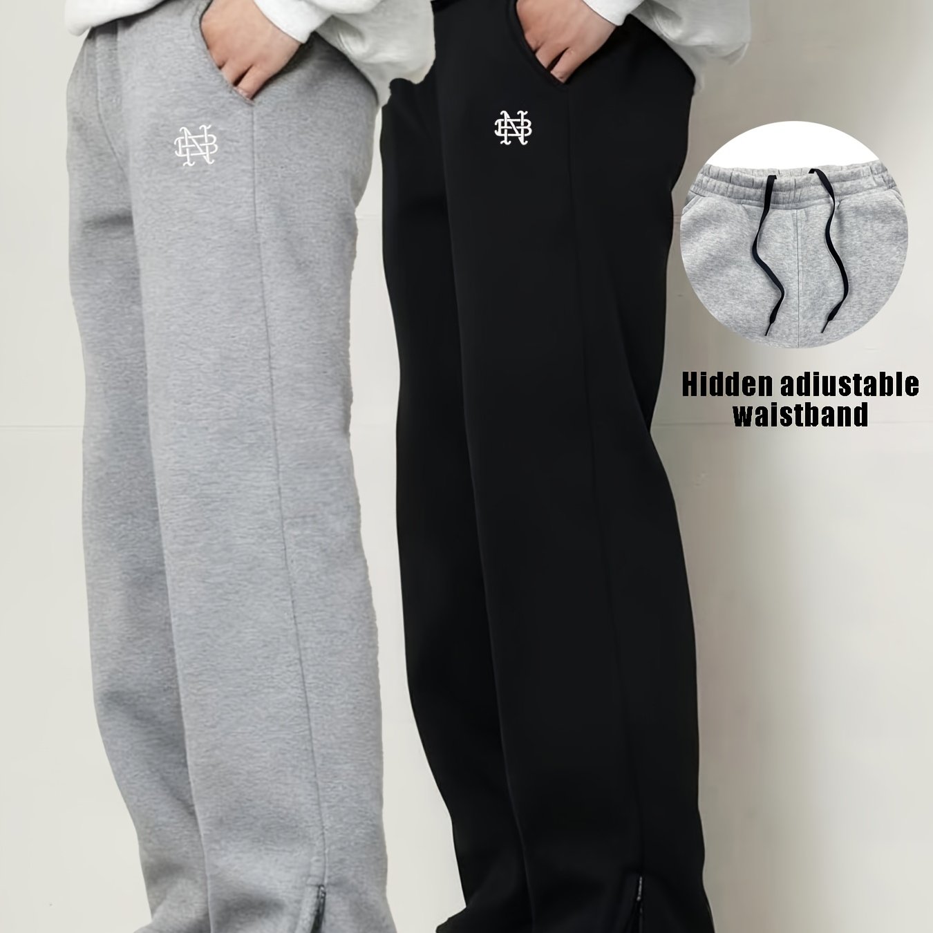 E-shop 2 Stück Herren Bestickte Y2K Mode Jogginghosen, Unisex Outdoor Freizeithosen, geeignet für Sport Outdoor Jogging, Lockere Fließende
