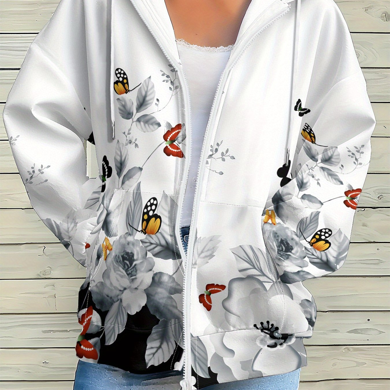 TEMU Plus Size, Women's Printed Cardigan - Adjustable Headband, Casual Design, Machine Washable Spring/autumn/summer Style, Cute Cardigan, Spring