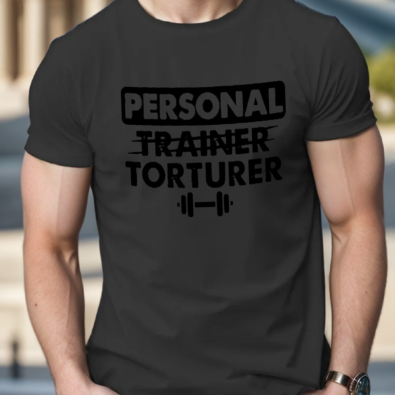 TEMU Men's Casual Summer T-shirt - Graphic, Geometric Pattern, Polyester, Knit Fabric, Regular Fit, Round Neck, Adult - Short Sleeve Top