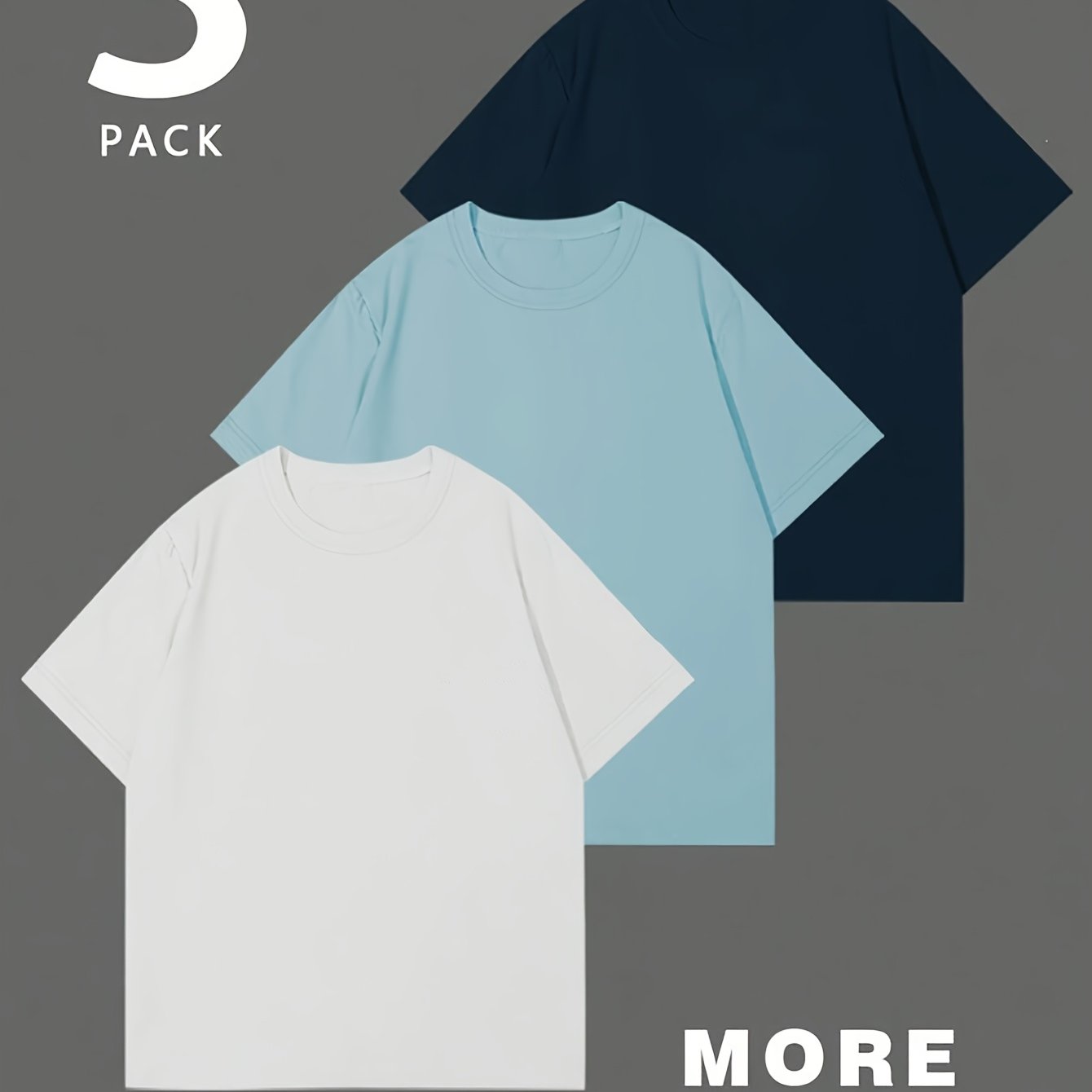 TEMU Set Of 3 Short-sleeve Crew Neck T-shirts For Men, Featuring A Comfortable And Casual Design, Perfect For Summer And Everyday Wear, Plus Size