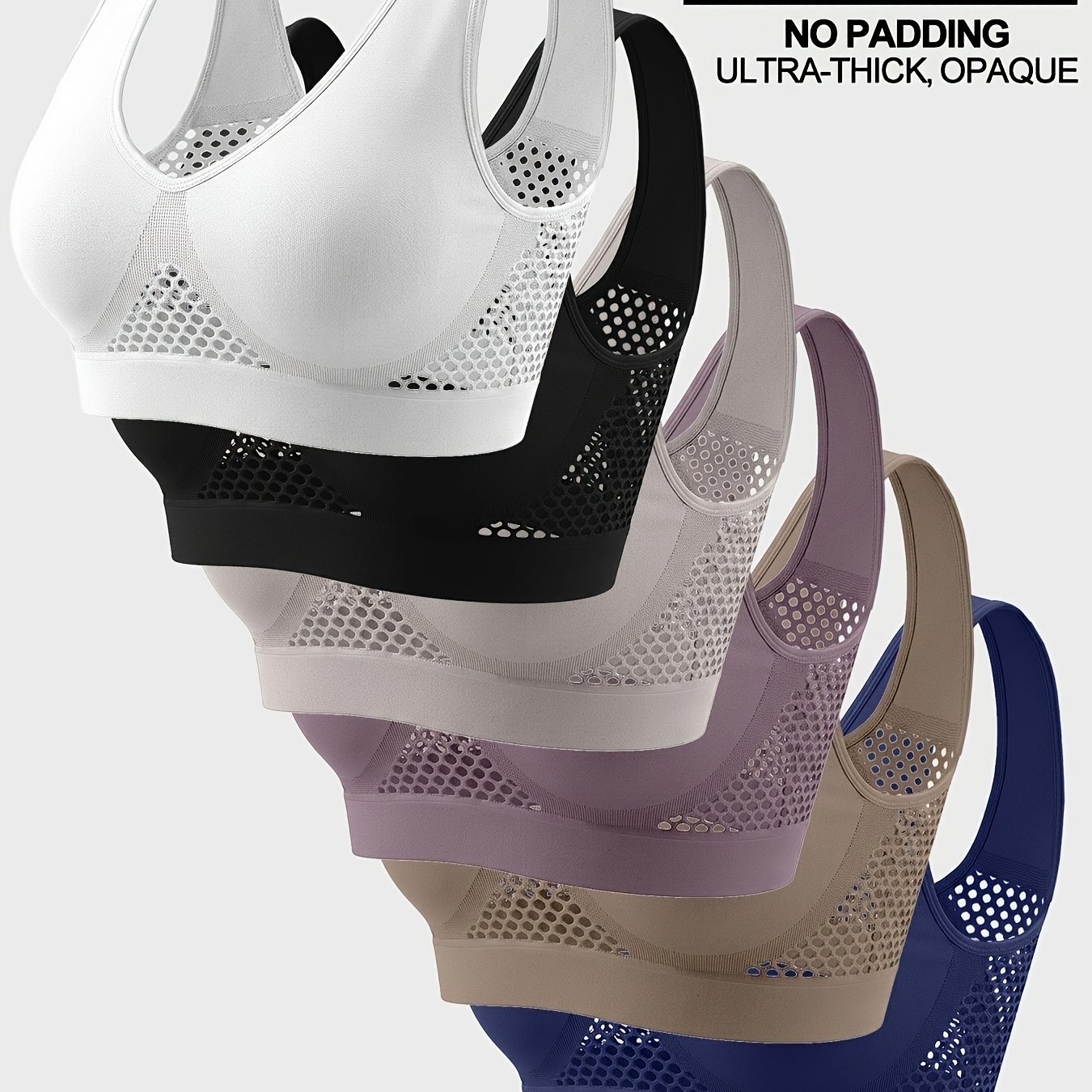 Image of 6pcs, Women's Sports Bras, Seamless, Thin Vest Without Padding, Breathable Holes, Hollow Mesh, Wide Straps, U-shaped Back, High Elasticity Restraint, Home Low- Yoga Underwear, Suitable For Daily Wear