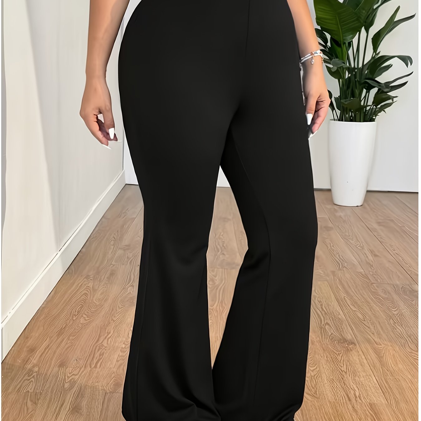 E-shop Plus Size, Damen Plus Size Weite Schlaghosen - Vollständig elastische Hosen, maschinenwaschbar für Freizeit Casual Wear - Bequeme Plus Size