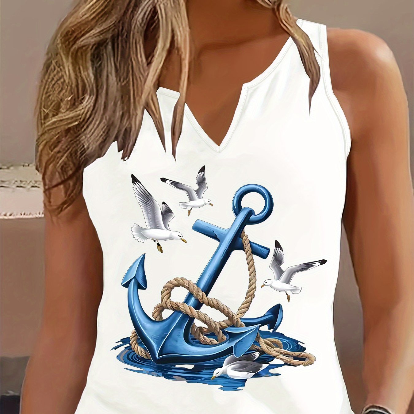 TEMU Graphic Print Tank Top, Sleeveless Casual Top For Summer And Spring, Women's Clothing