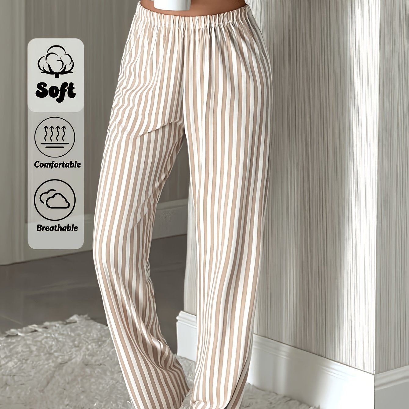 TEMU 26aw" Women's Pajama Pants Loungewear, 1pc, Casual Sleep Pants, Themed Comfortable Pajama Pants, Comfortable For Home Use, Loose And Comfortable