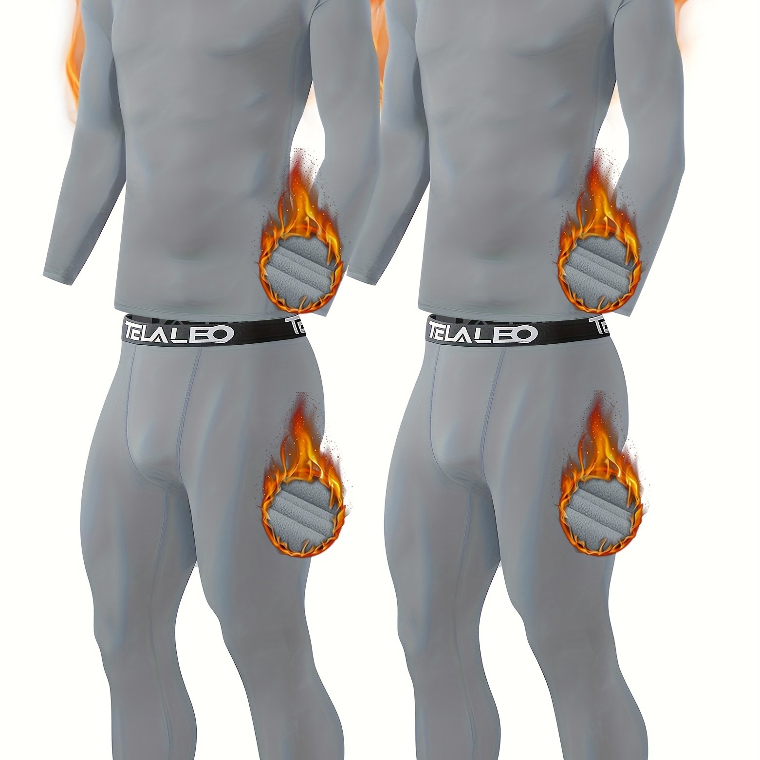 TEMU 2 Sets Men Thermal Underwear Fleece Lined Long Johns Base Layer Shirts Pants For Weather